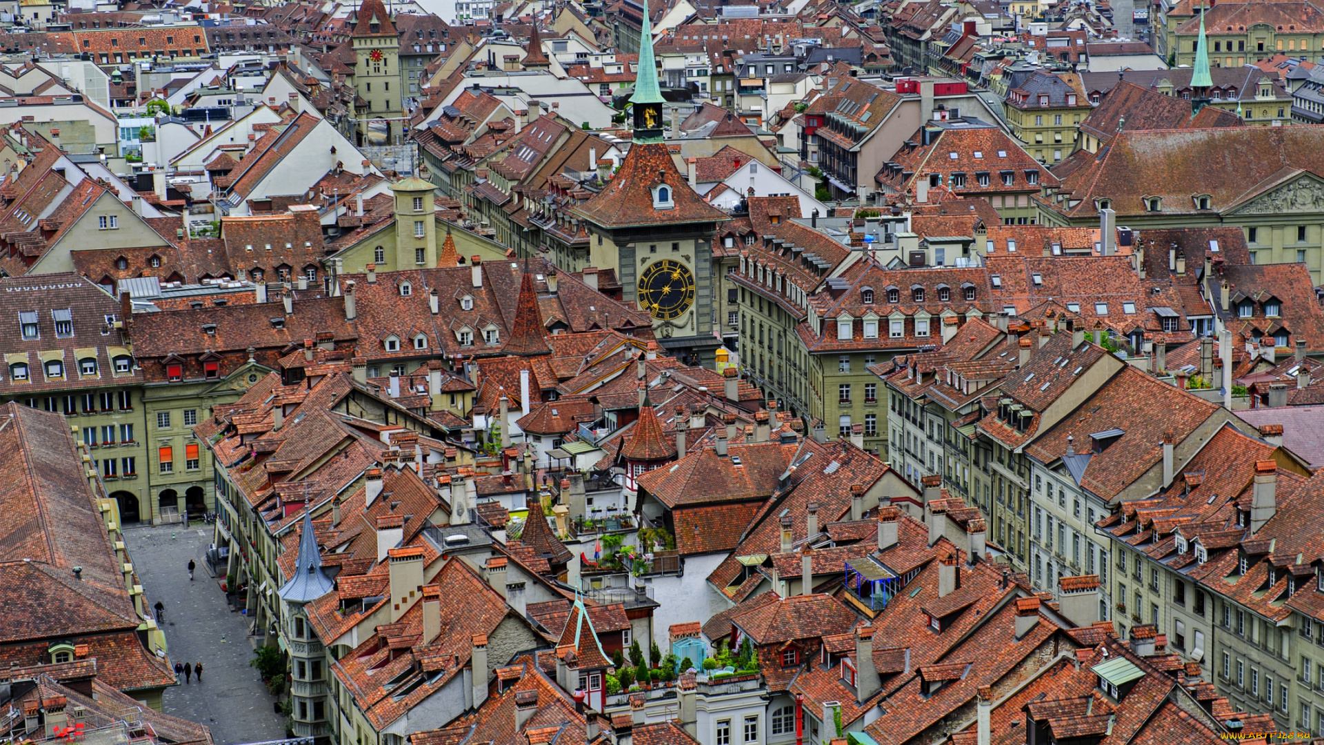 города, берн, , швейцария, панорама, крыши