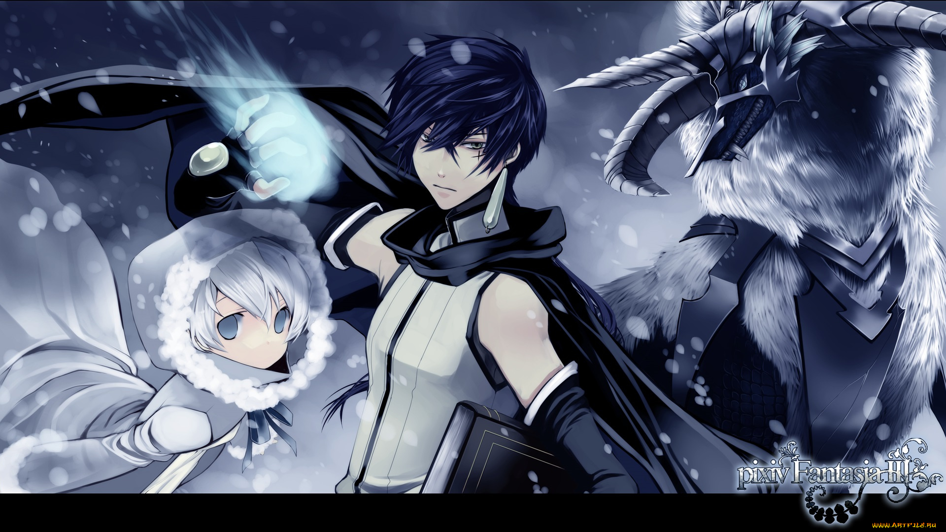 аниме, pixiv, fantasia, kirino, kasumu, pixiv, fantasia, девочка, брюнет, парень