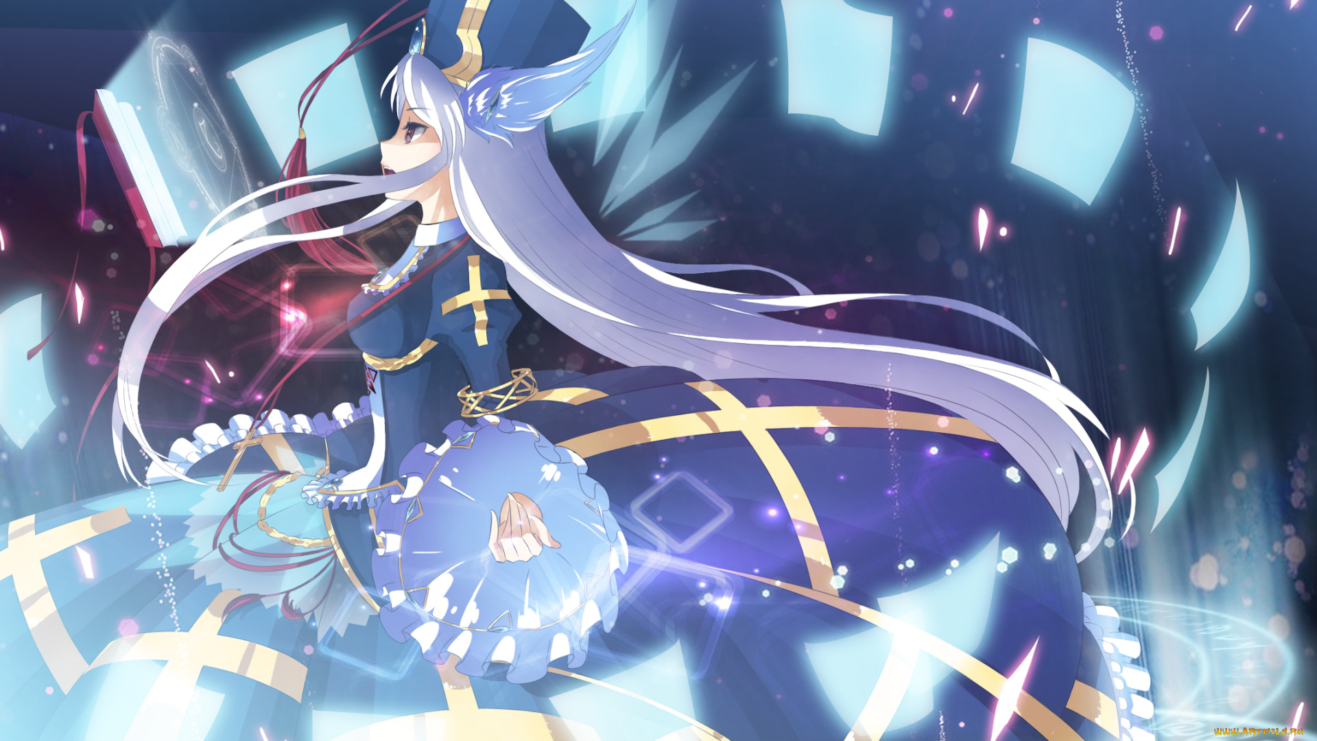 аниме, pixiv, fantasia, сияние, девушка, pixiv, fantasia, maya-g