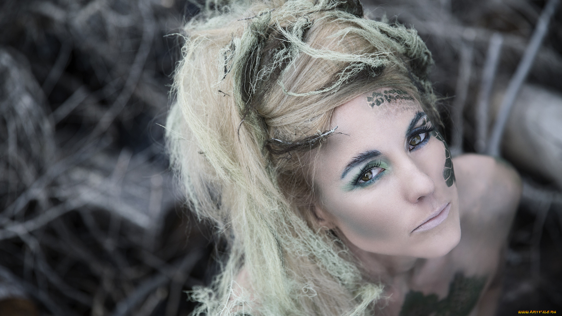 девушки, -unsort, , креатив, макияж, взгляд, лицо, девушка, причёска