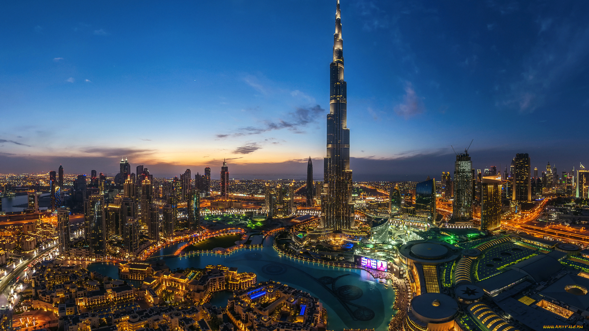 города, дубай, , оаэ, город, дубай, dubai, башня, бурдж-халифа, огни, вечер