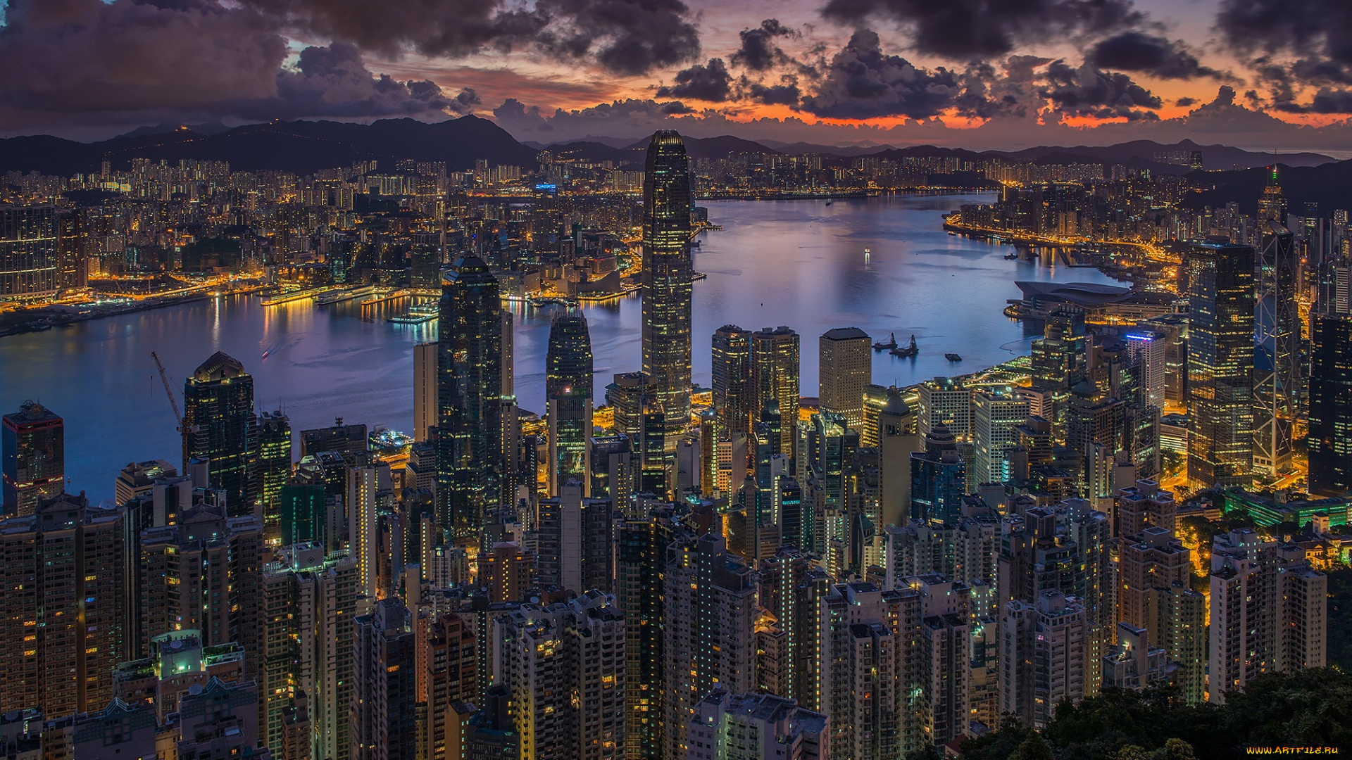 города, гонконг, , китай, кнр, облака, небо, утро, гонконг, hong, kong, город