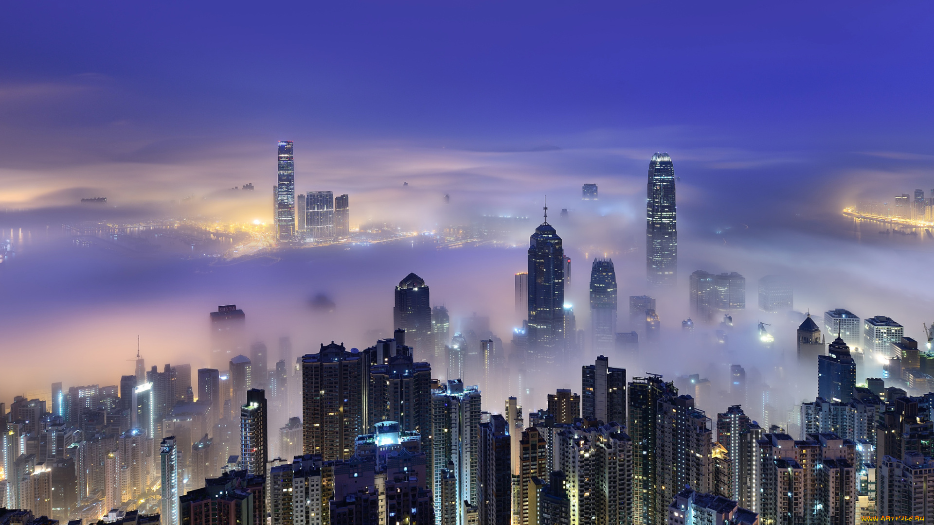 города, гонконг, , китай, море, облаков, гонконг, город, victoria, harbour, hong, kong, кнр, весна, март, утро, небо