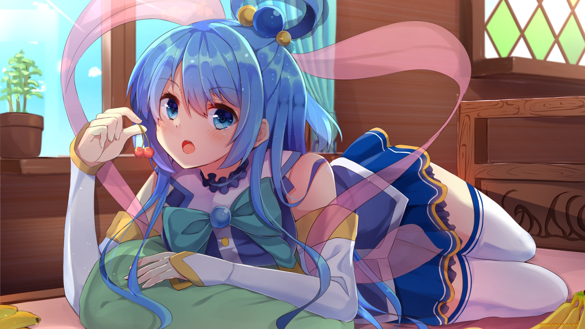 kono, subarashii, sekai, ni, shukufuku, wo, аниме, unknown, , другое, aqua, мандарин, ягоды, kono, subarashii, sekai, ni, shukufuku, wo, kurripu, девушка, виноград, вишня