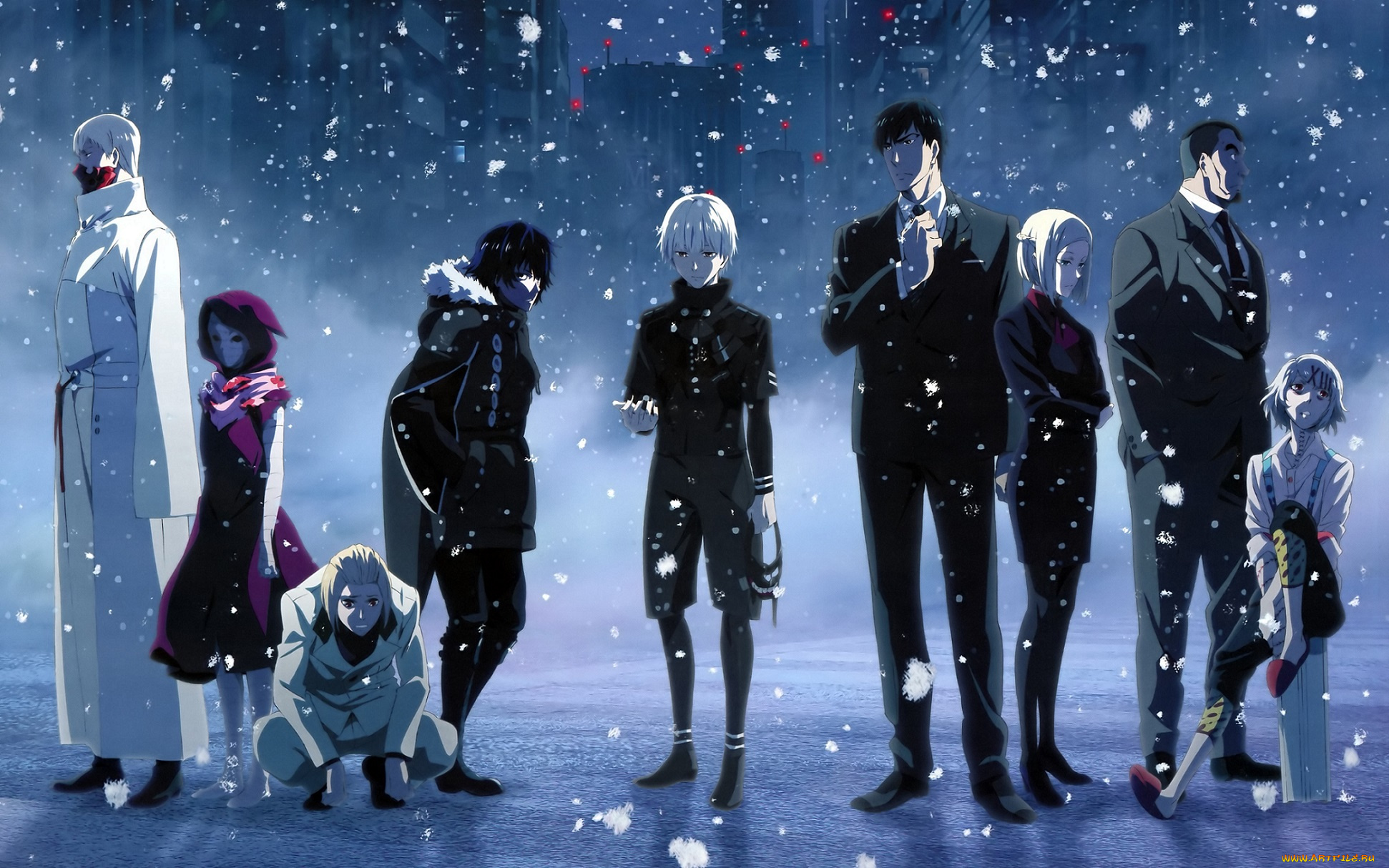 аниме, tokyo, ghoul, naki, снег, eto, mado, akira, suzuya, juuzou, shinohara, yukinori, tatara, kirishima, ayato, amon, kotaro, kaneki, ken, токийский, гуль, tokyo, ghoul