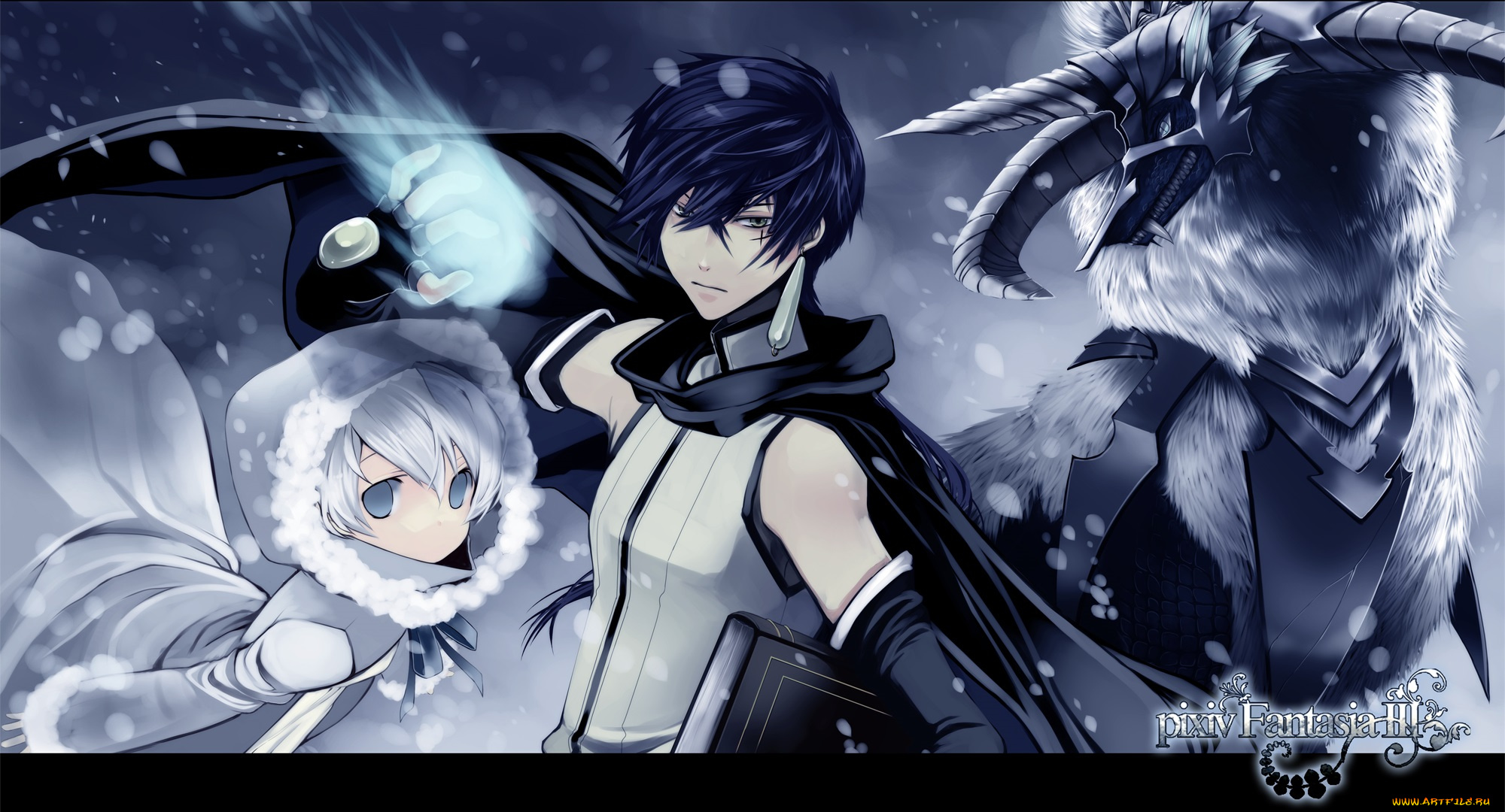 аниме, pixiv, fantasia, kirino, kasumu, pixiv, fantasia, девочка, брюнет, парень