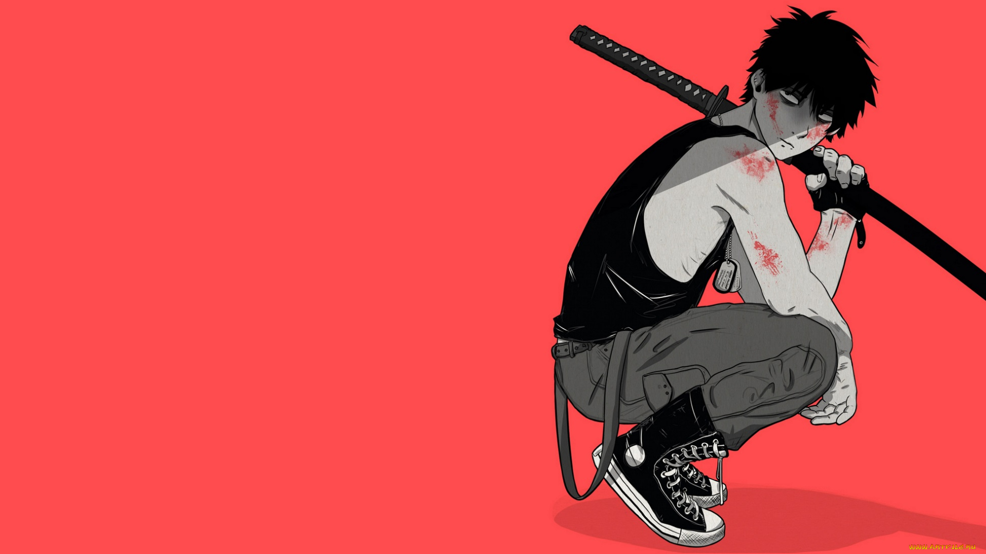 аниме, gangsta, меч, парень, арт, николас