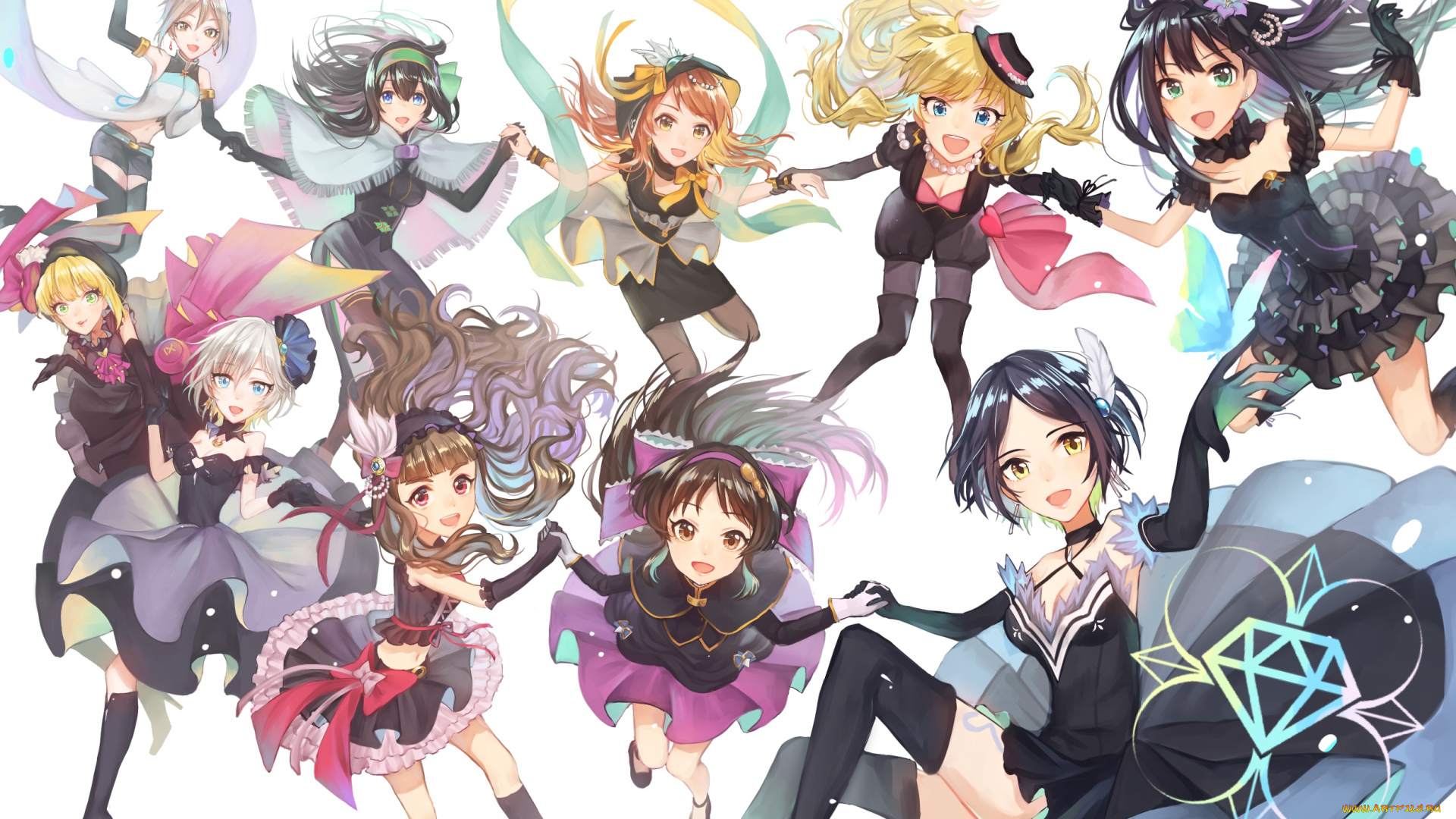 аниме, idolm@ster, фон, взгляд, девушки, грудь