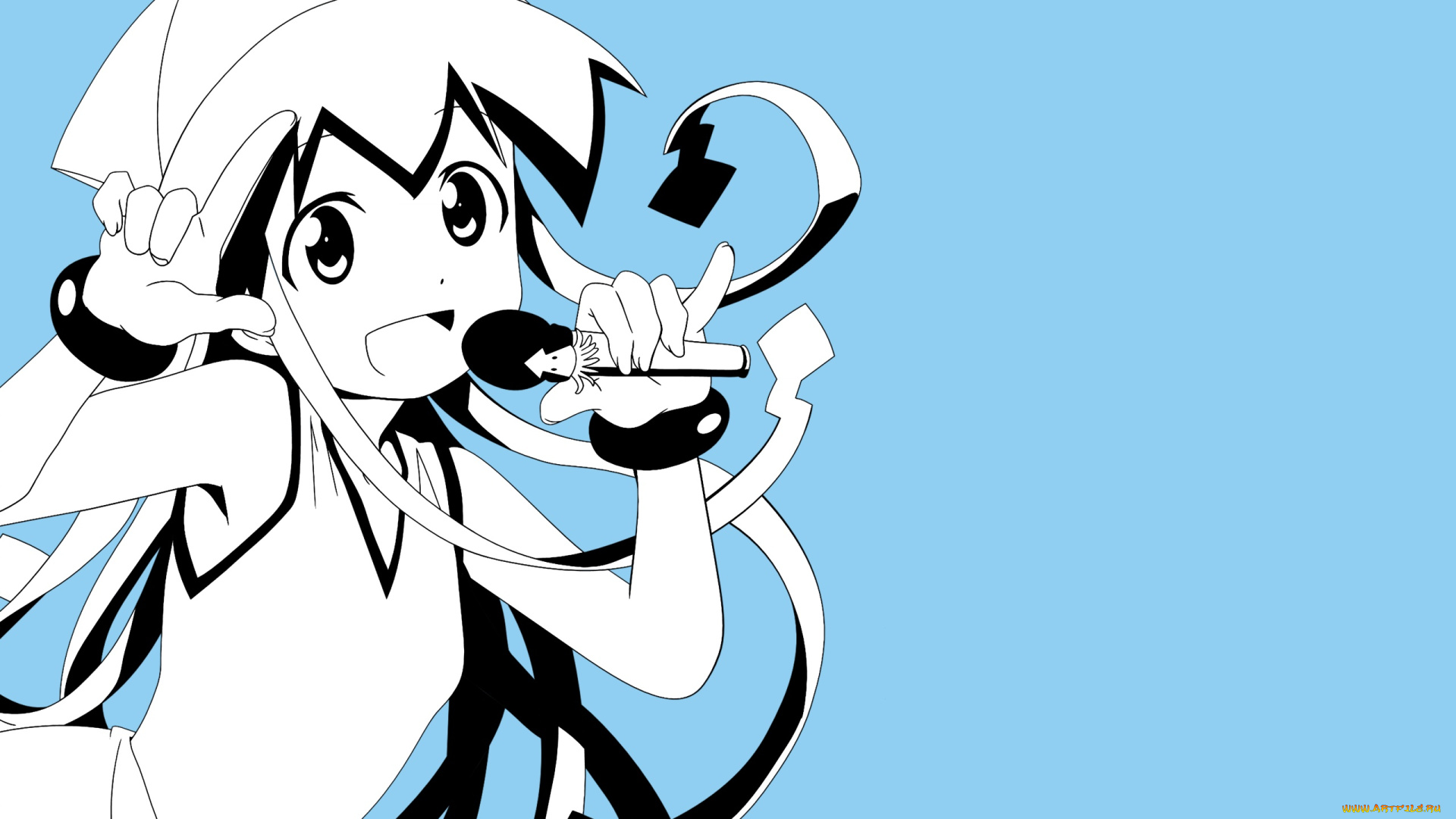 аниме, shinryaku, , ika, musume, фон, взгляд, девушка