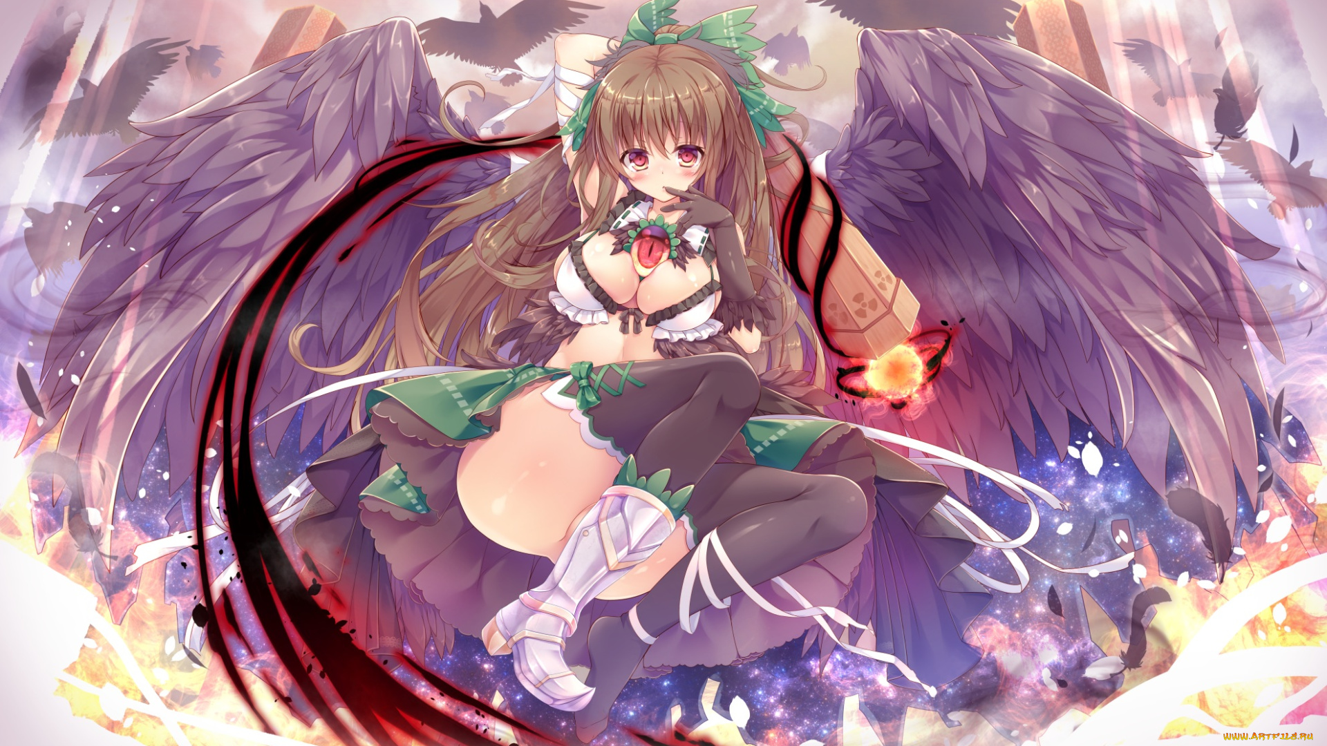 аниме, touhou, взгляд, девушка, фон