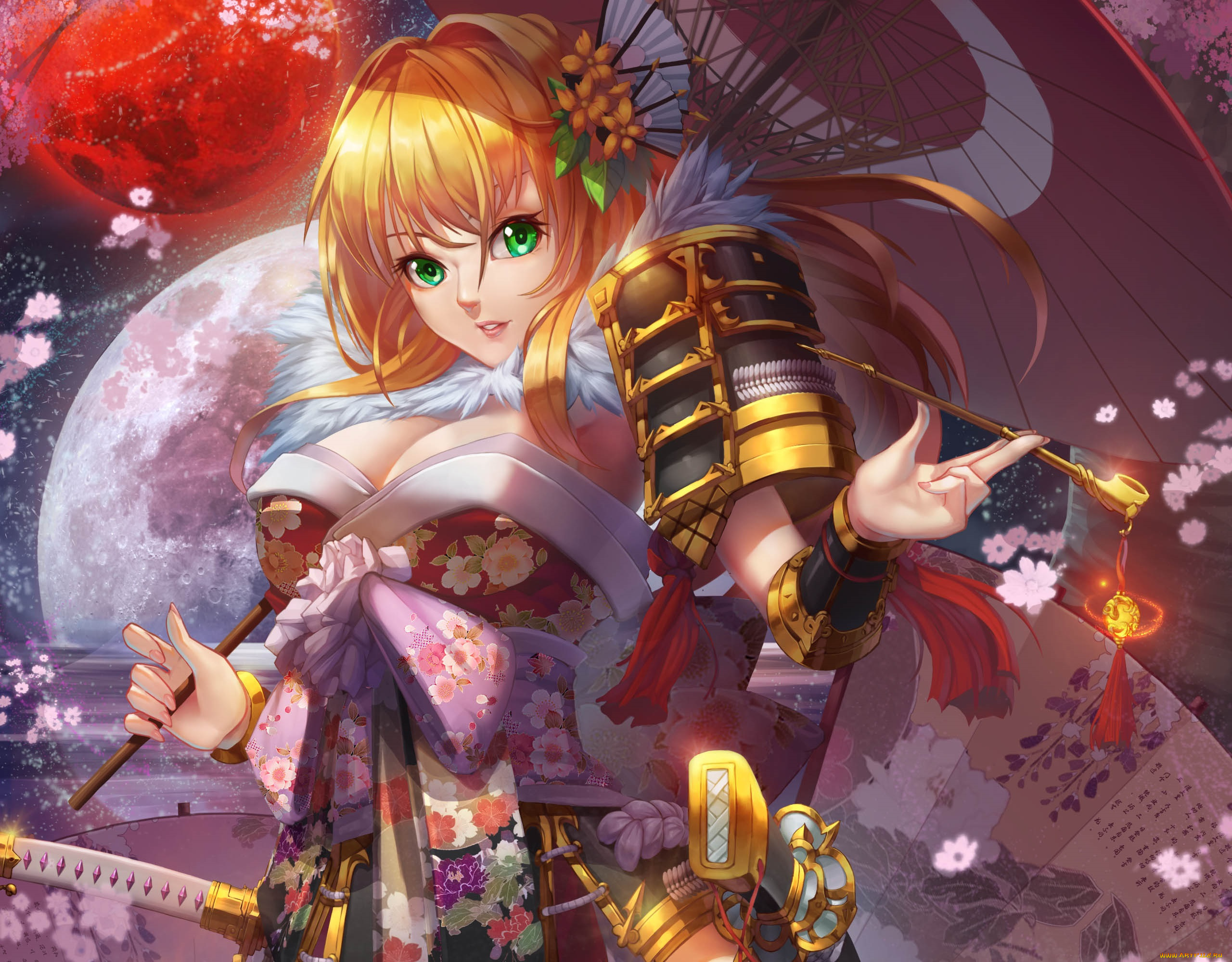 аниме, unknown, , другое, девушка, зонт