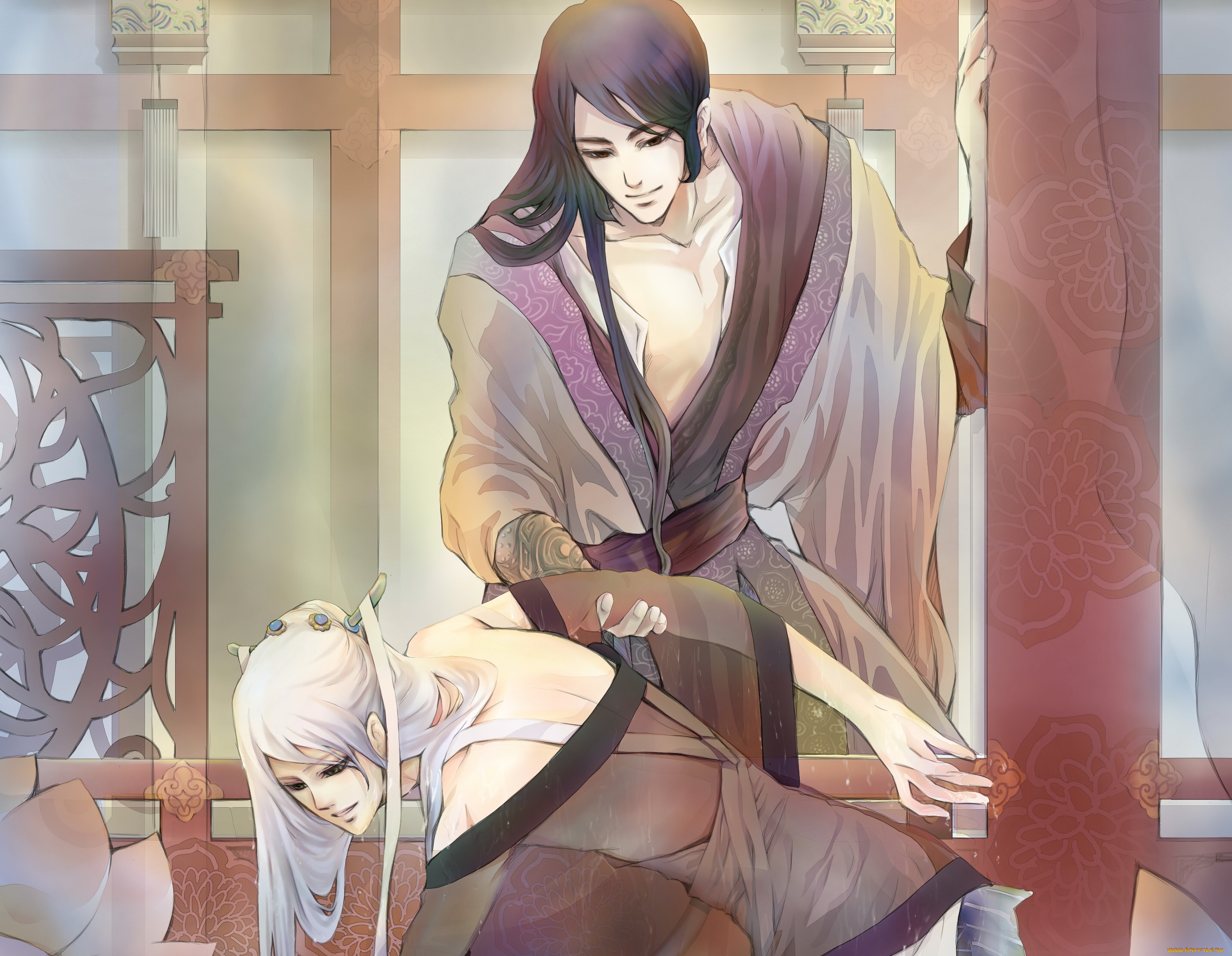 фэнтези, люди, русал, парни, арт