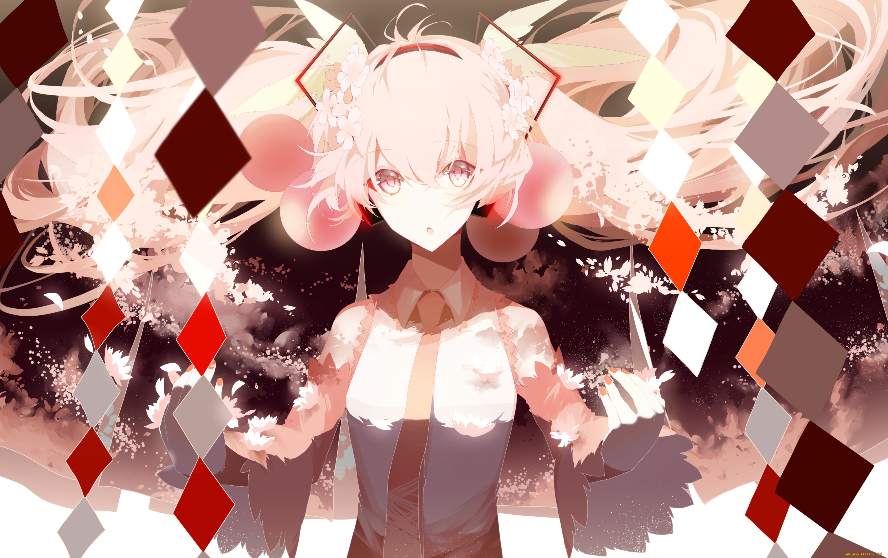 аниме, vocaloid, фон, взгляд, девушка