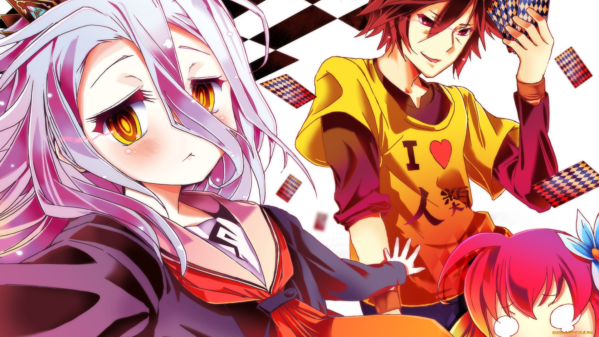 аниме, no, game, no, life, фон, взгляд, девушка