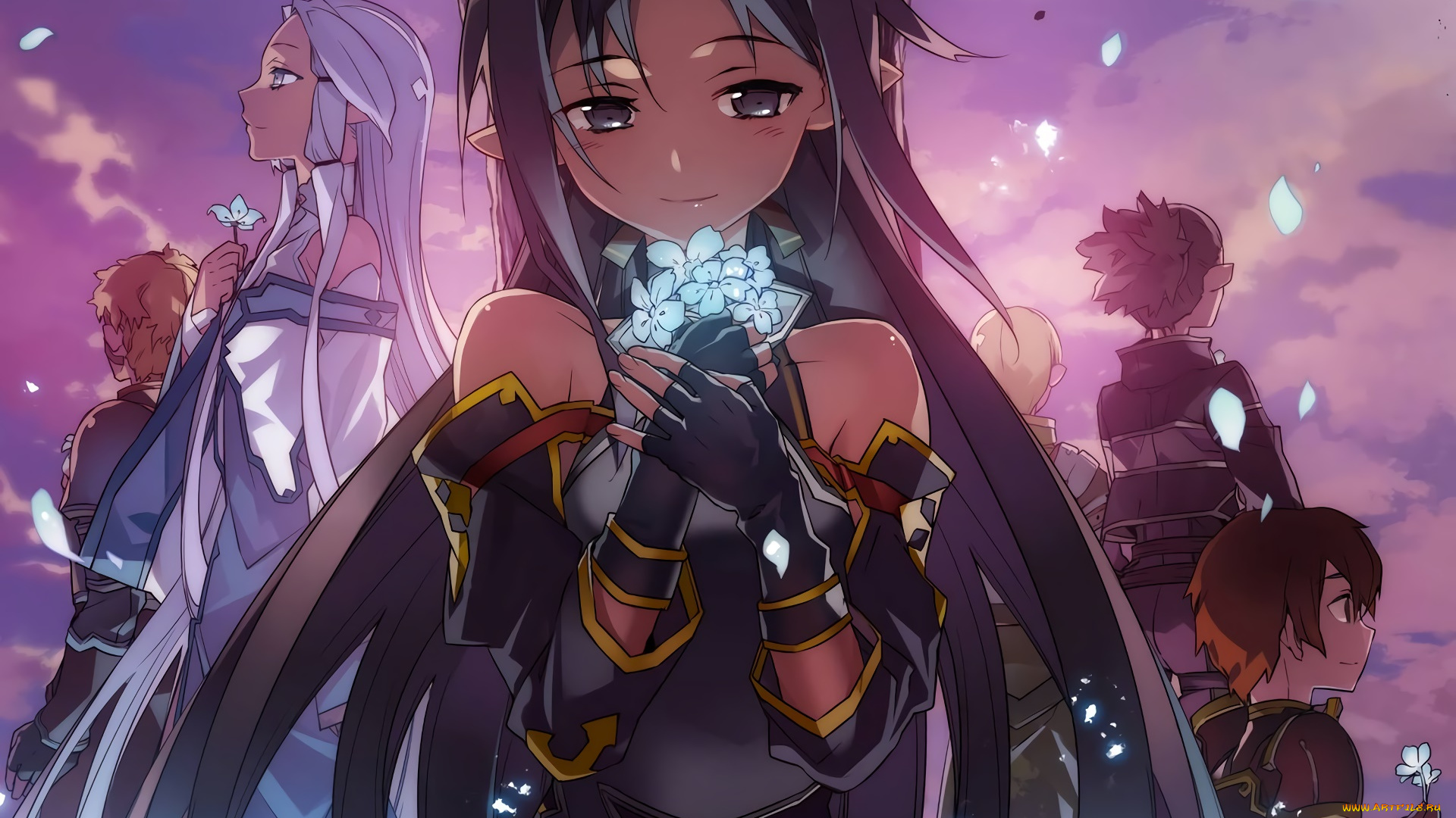 аниме, sword, art, online, девушка, взгляд, фон