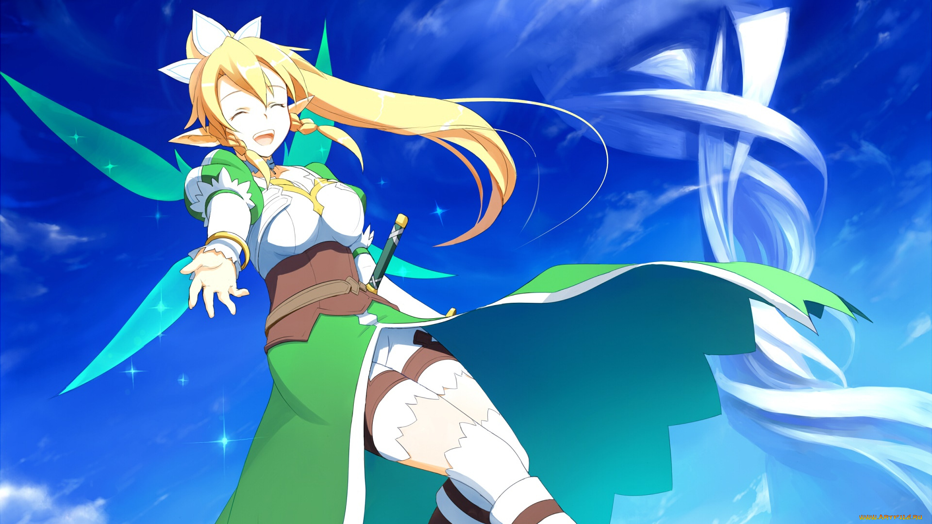 аниме, sword, art, online, девушка, взгляд, фон