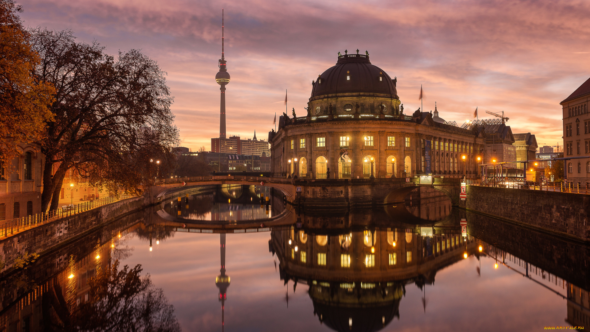 berlin, sunrise, города, берлин, , германия, телебашня