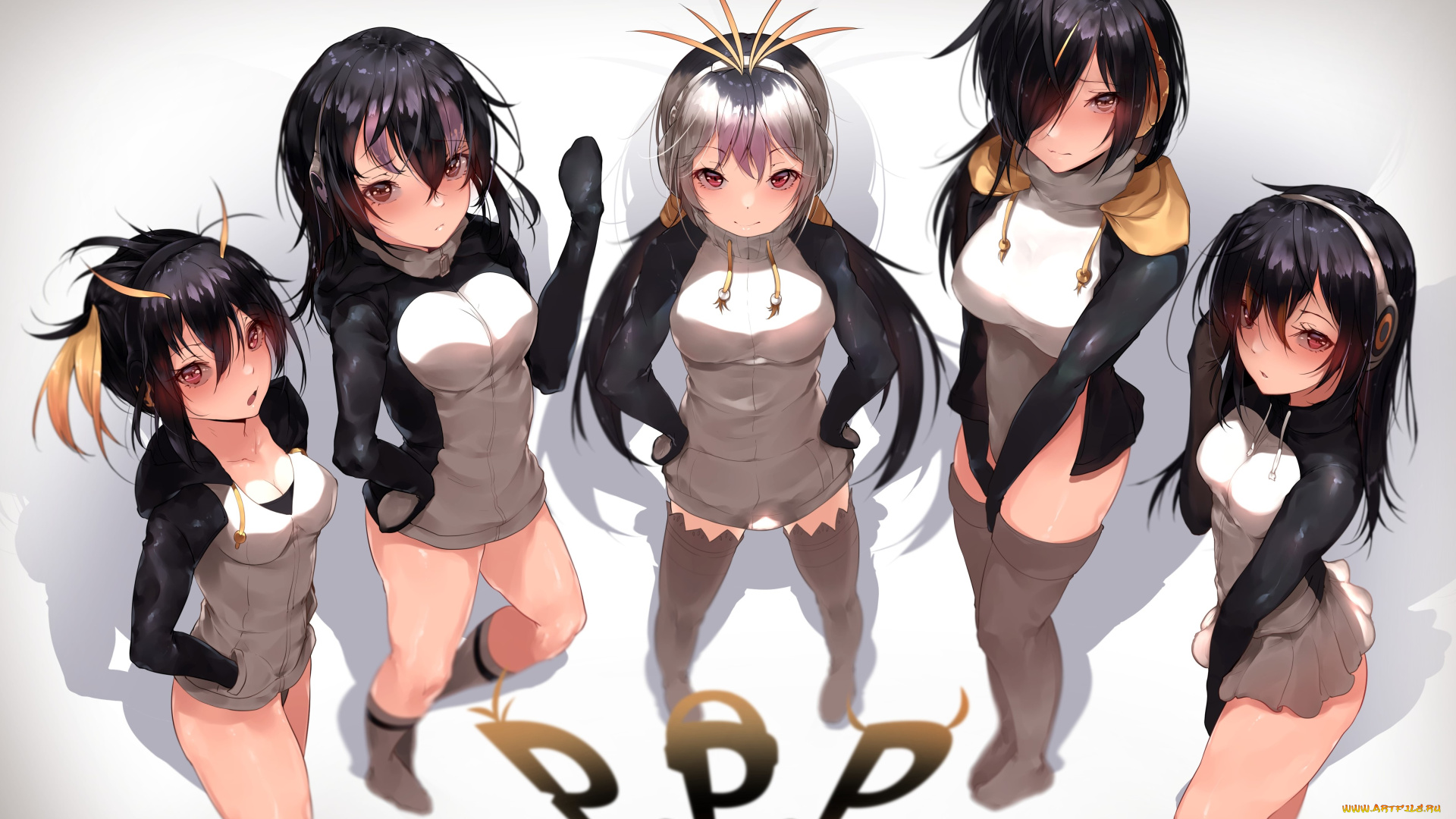 kemono, friends, аниме, фон, взгляд, девушки