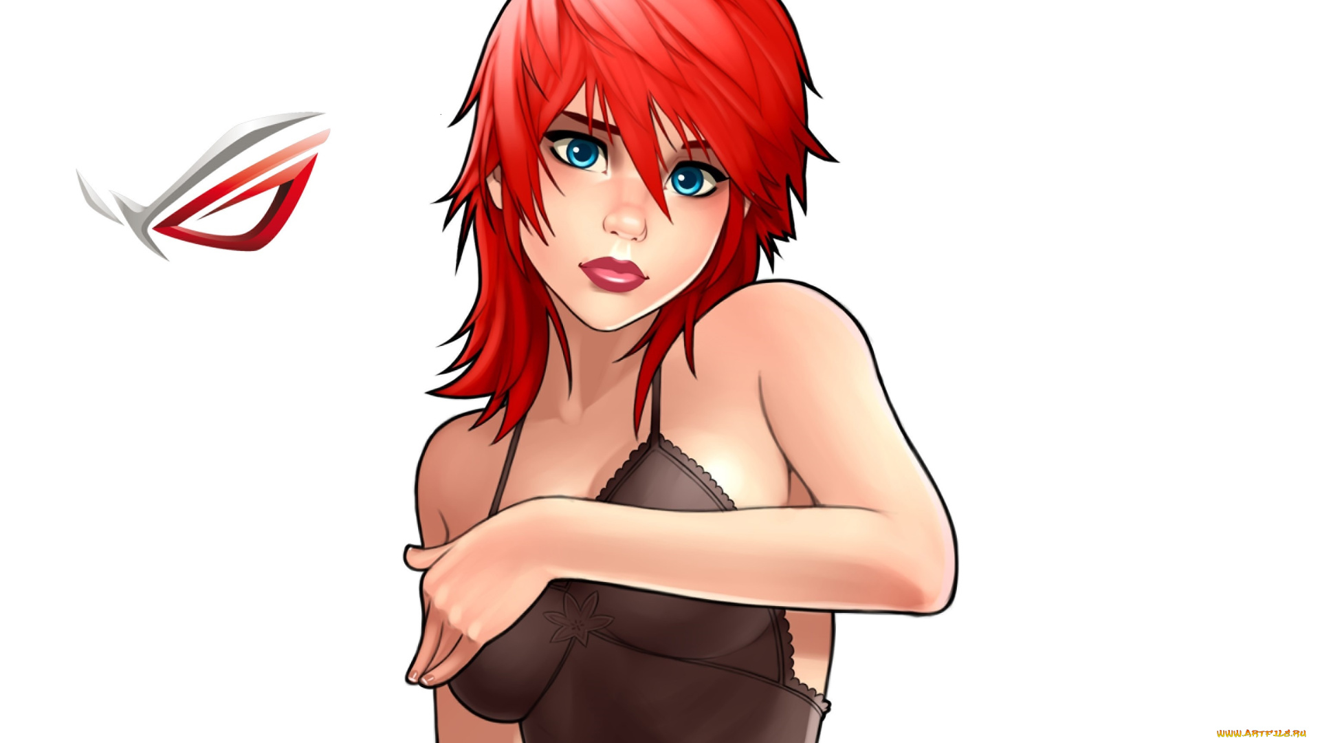 компьютеры, asus, логотип, фон, взгляд, девушка