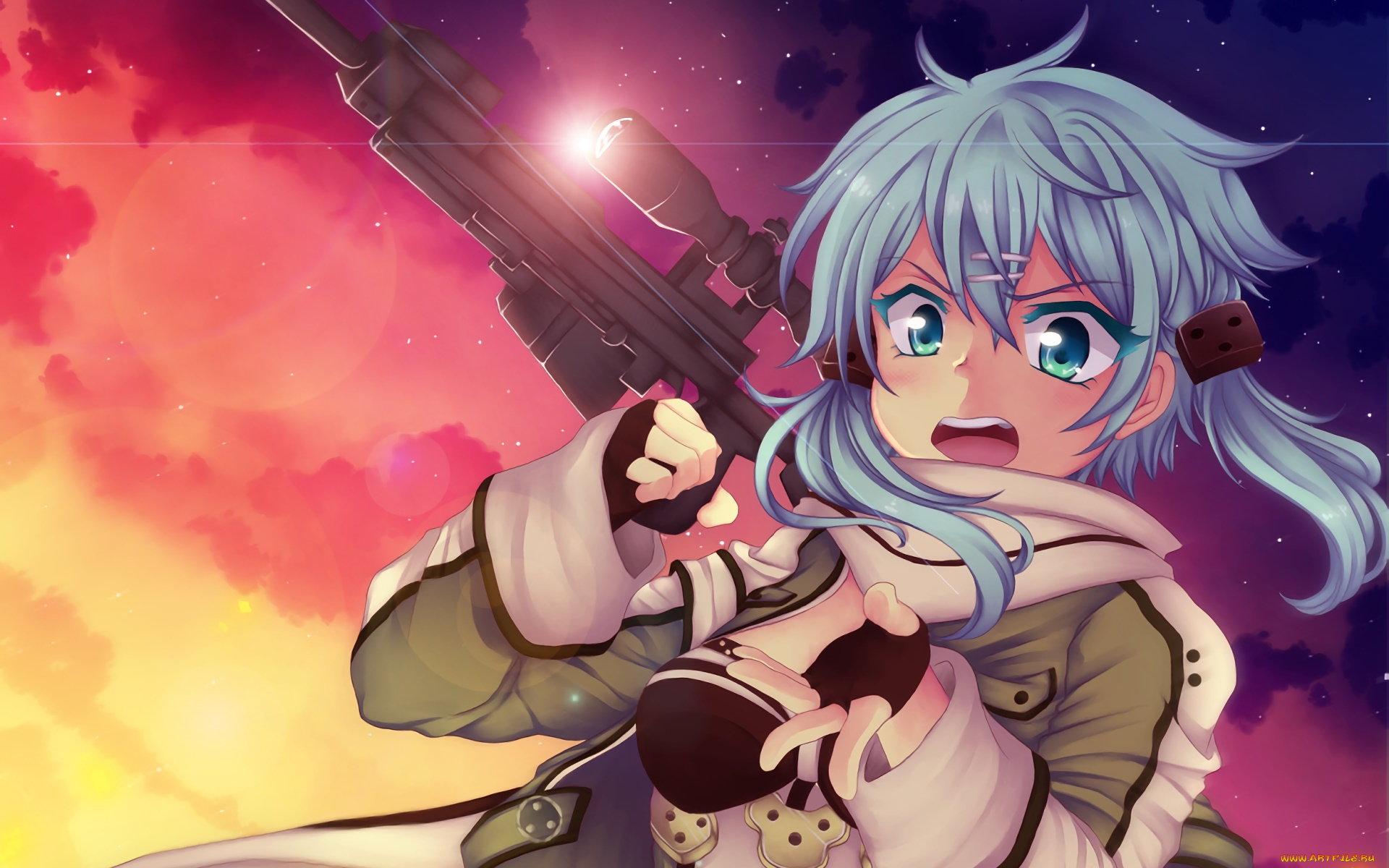 аниме, sword, art, online, взгляд, девушка, фон