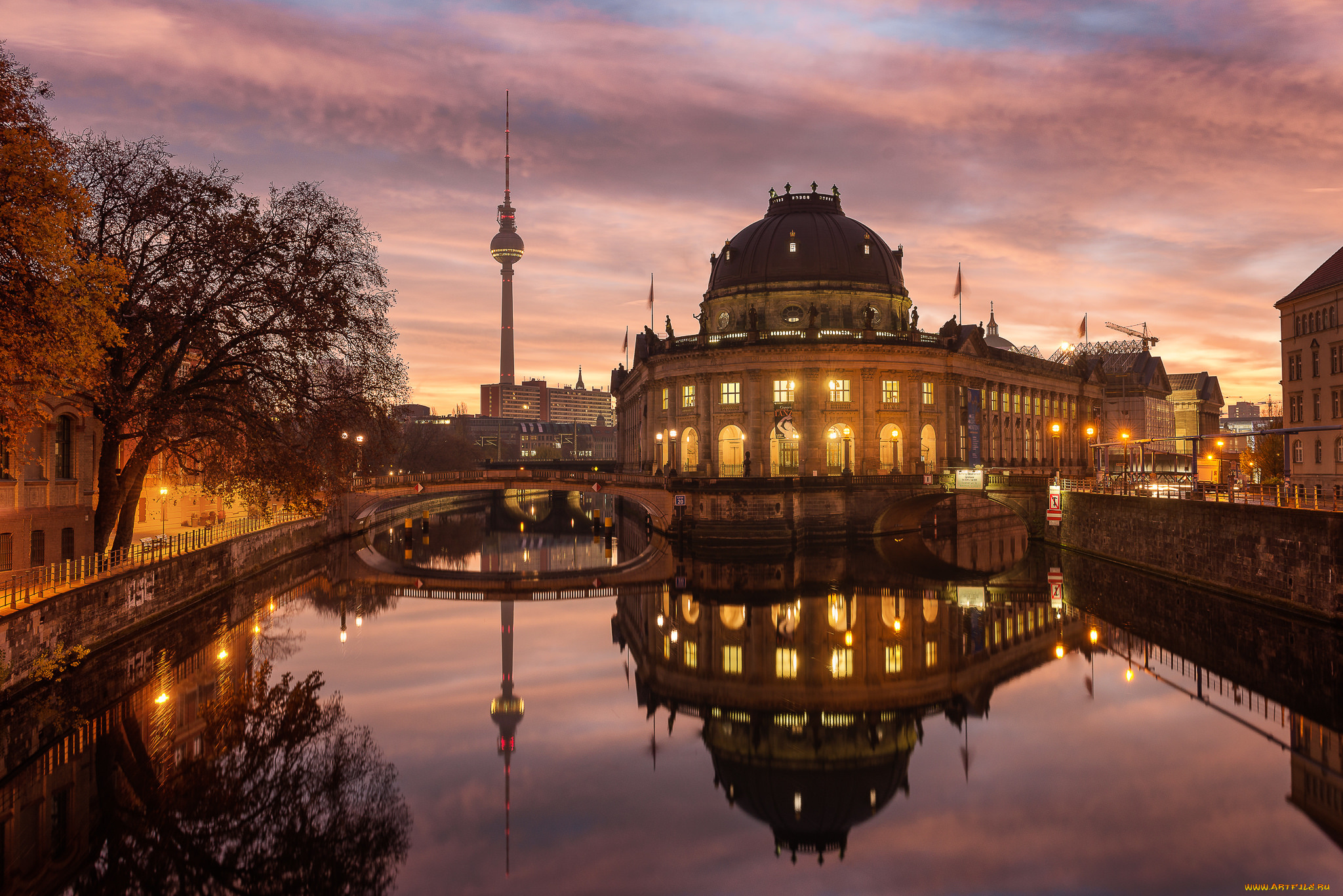 berlin, sunrise, города, берлин, , германия, телебашня