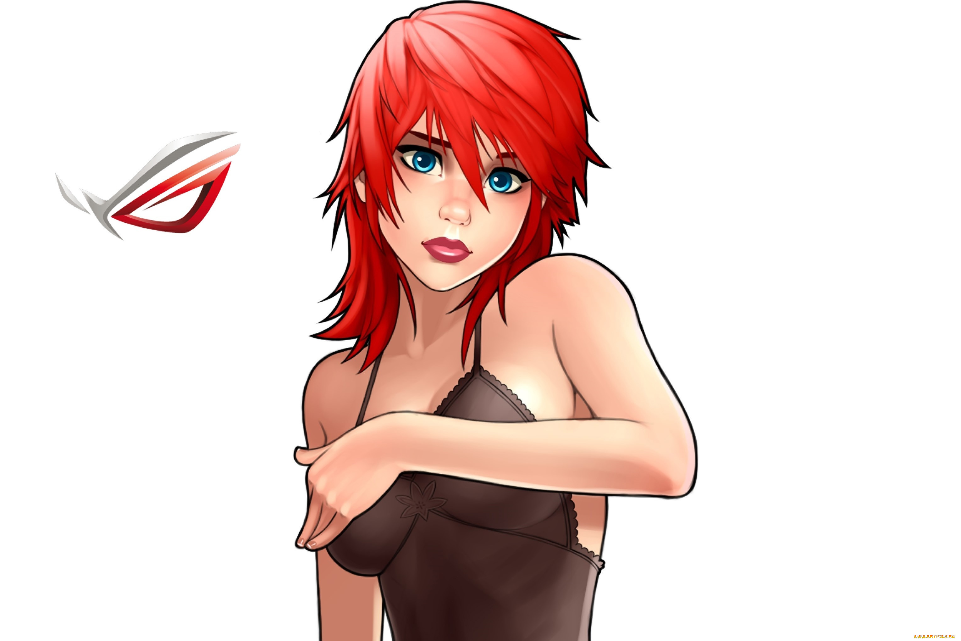 компьютеры, asus, логотип, фон, взгляд, девушка