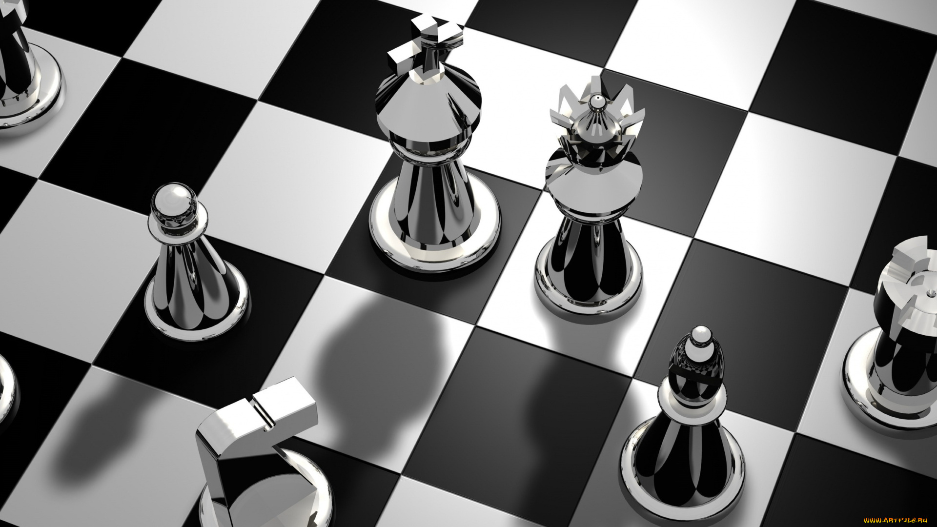 3д, графика, моделирование, , modeling, доска, фигуры, шахматы