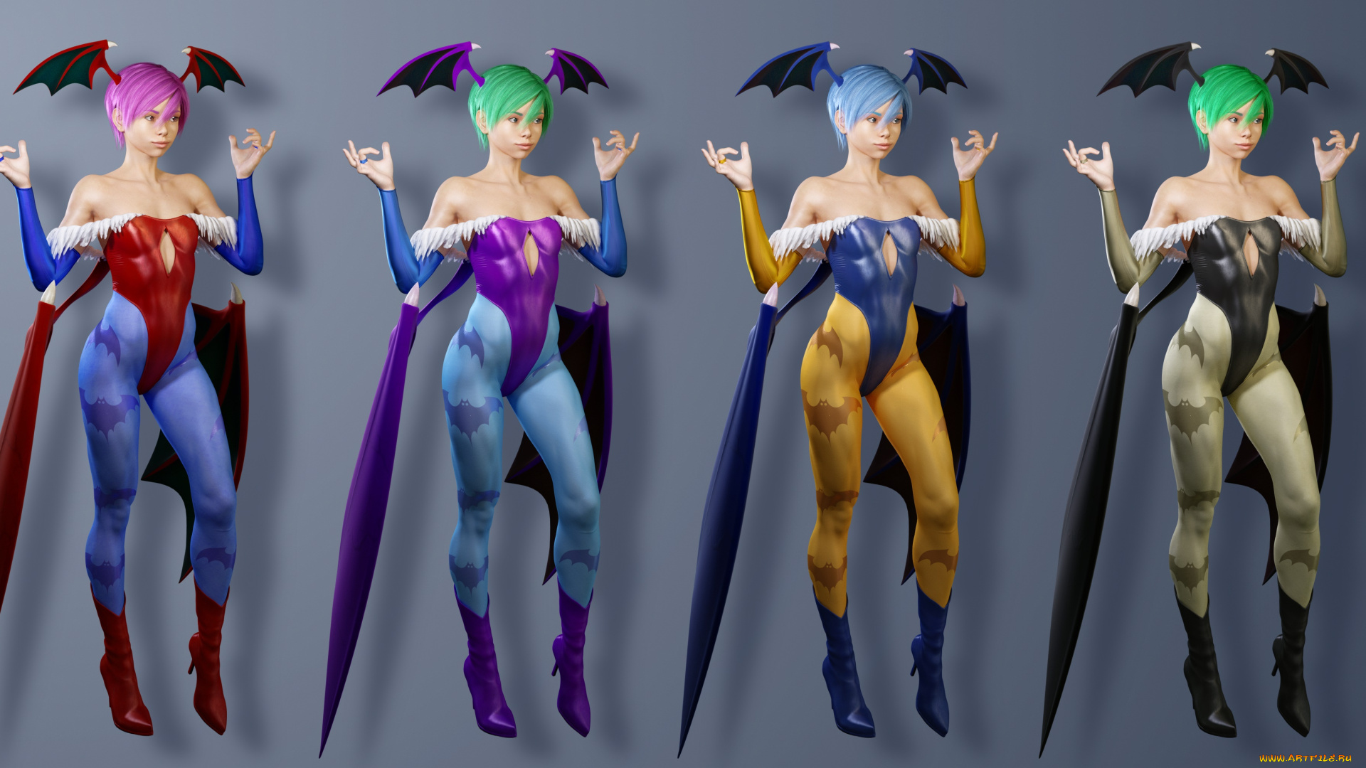 3д, графика, существа, , creatures, фон, взгляд, девушки