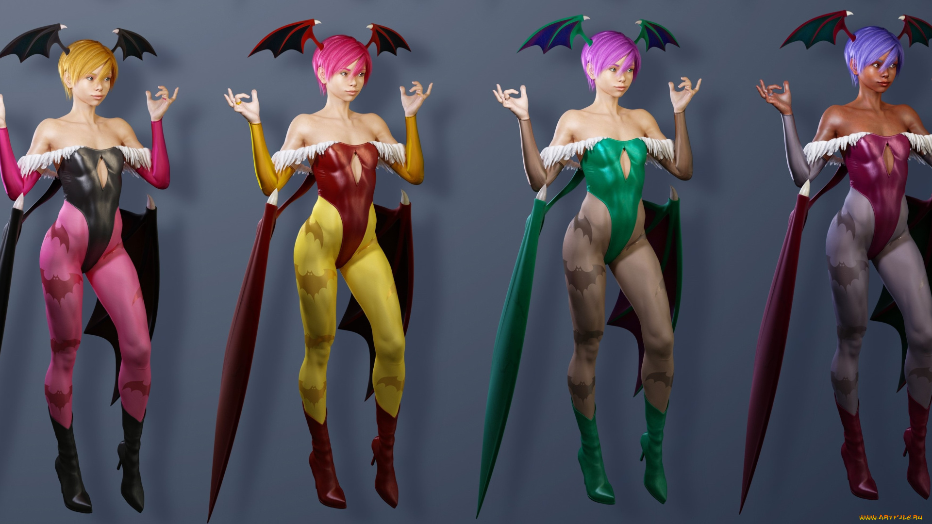 3д, графика, существа, , creatures, фон, взгляд, девушки