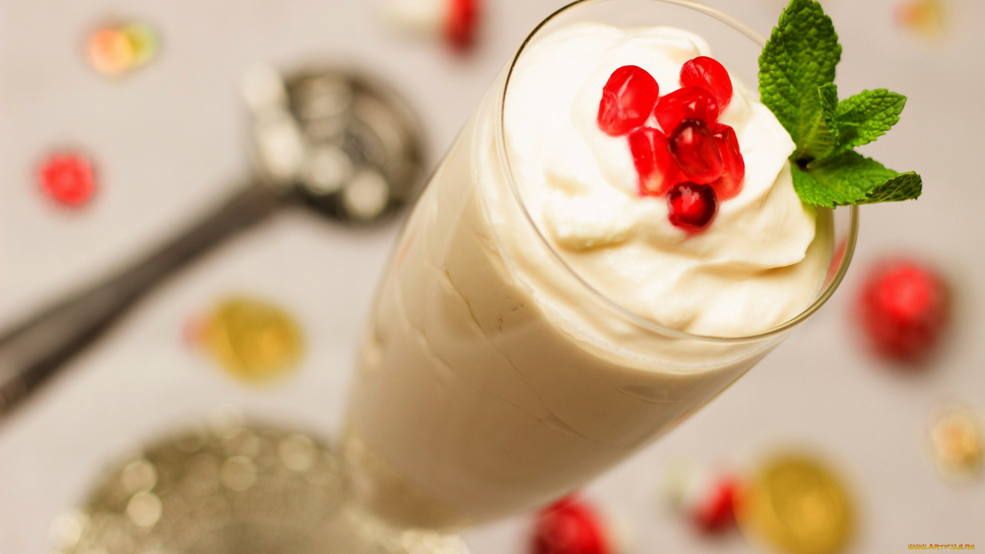 еда, мороженое, , десерты, гранат, мята, десерт