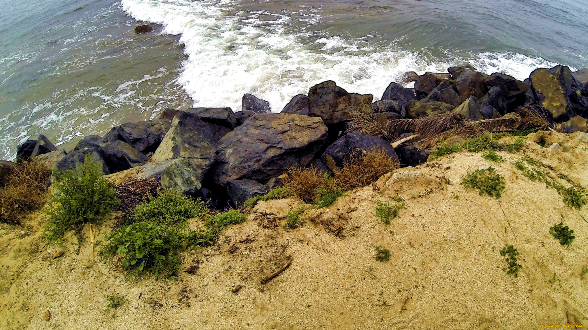 природа, побережье, волны, камни