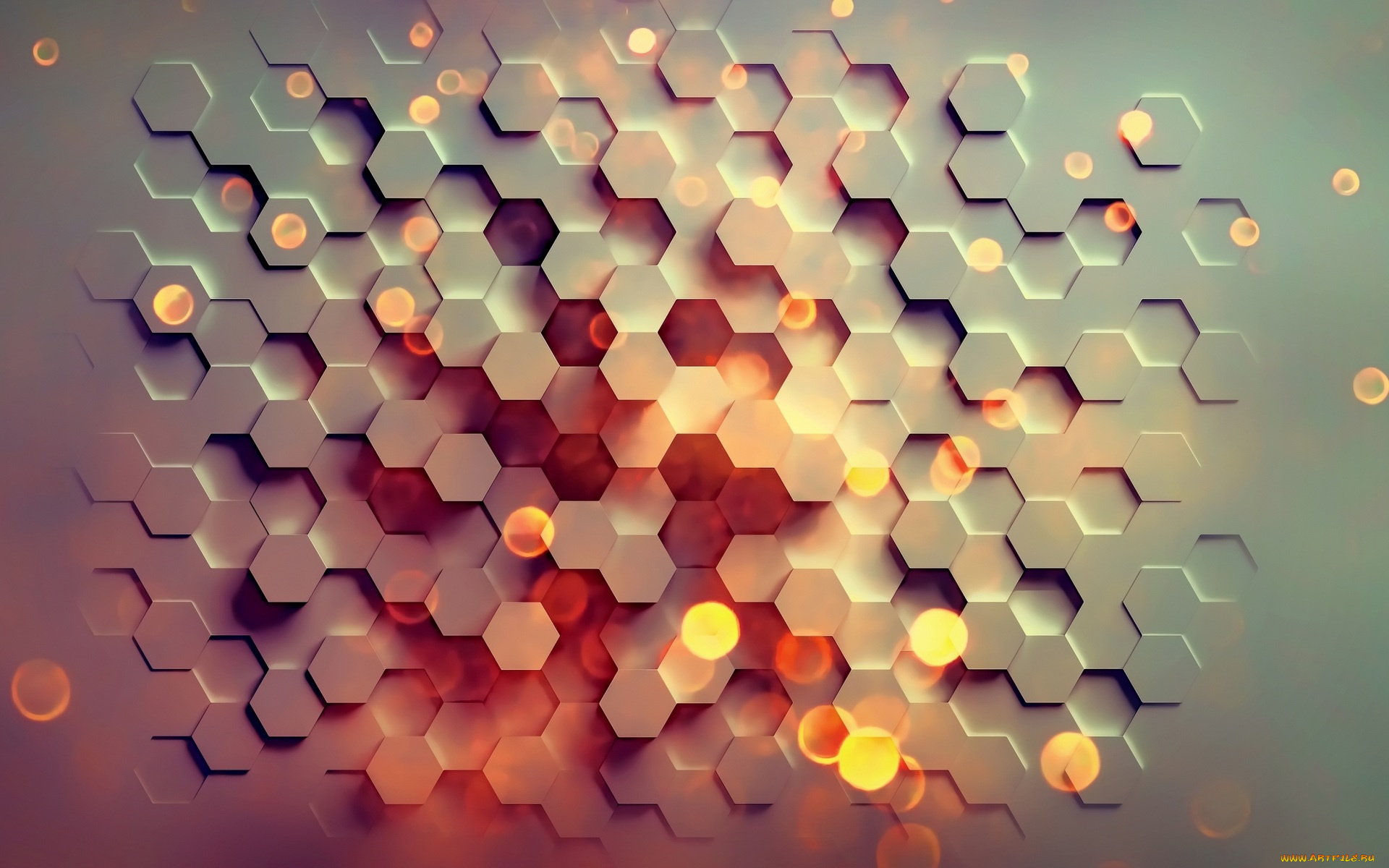 3д, графика, абстракция, , abstract, круги, ячейки, соты