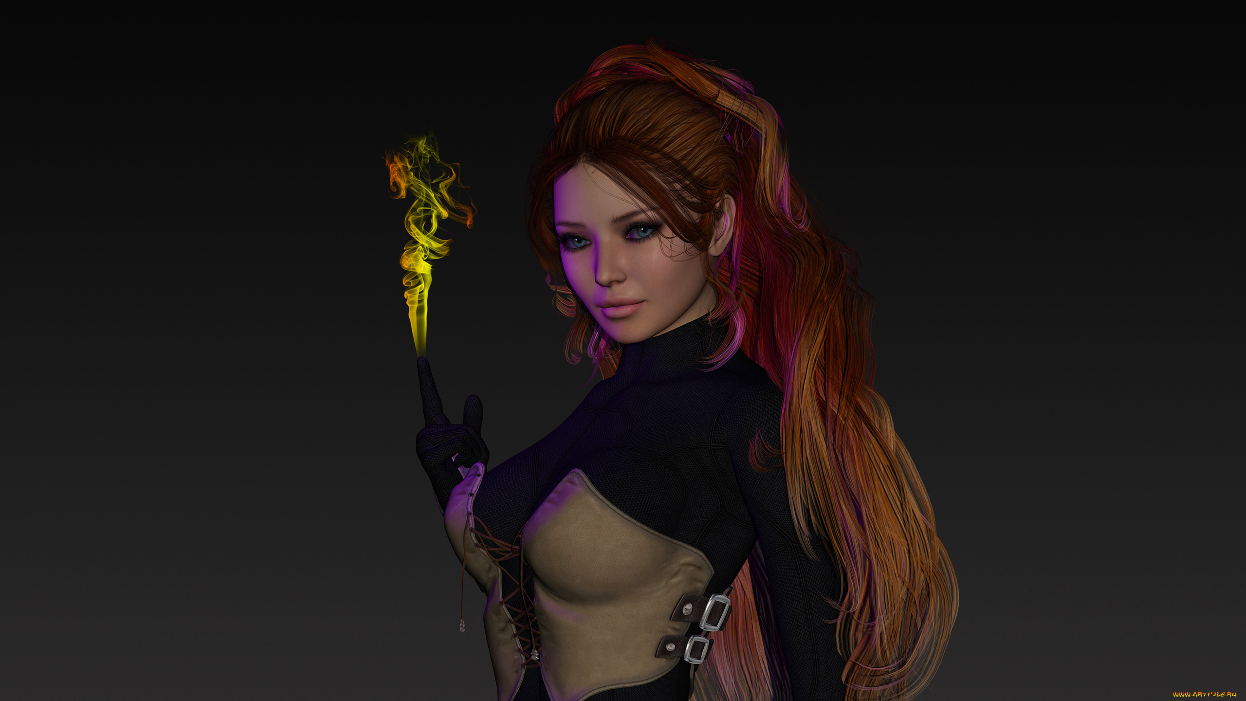 3д, графика, фантазия, , fantasy, фон, взгляд, девушка