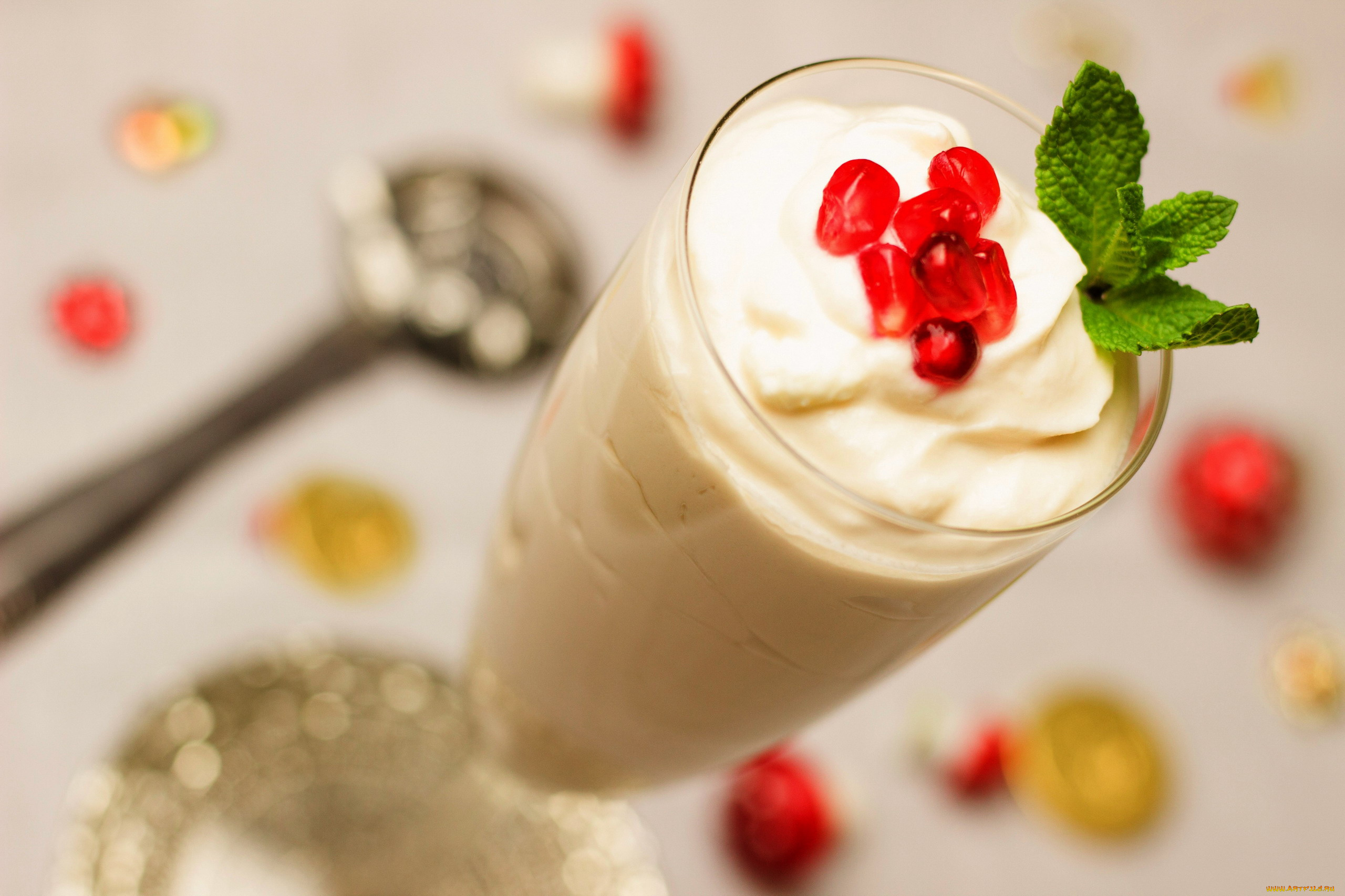 еда, мороженое, , десерты, гранат, мята, десерт