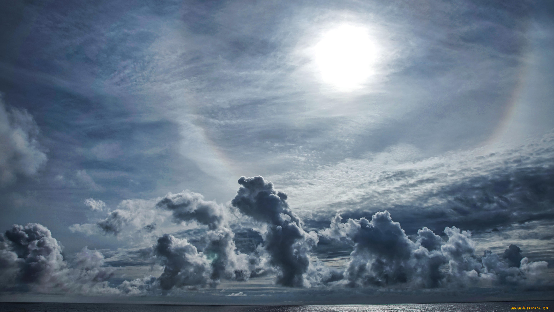 природа, облака, море