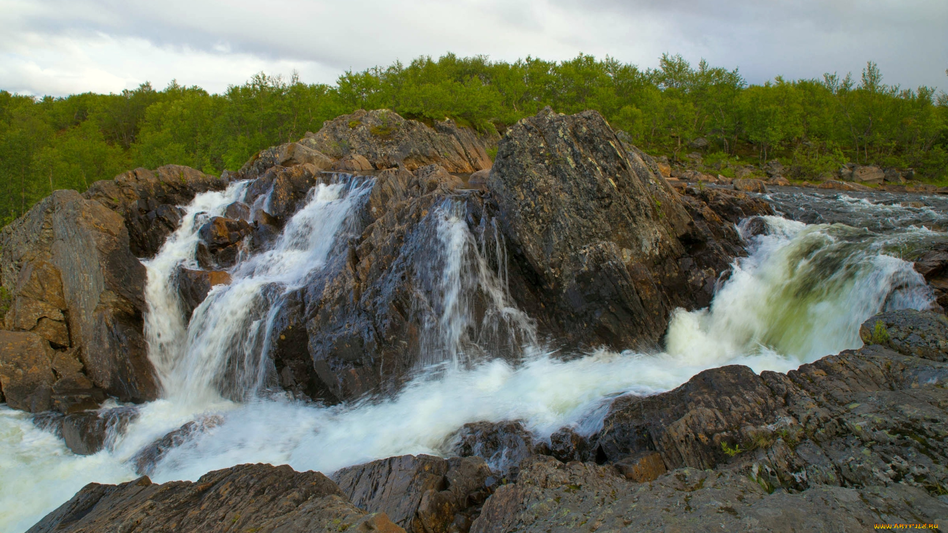 титовка, природа, водопады, россия, полуостров, водопад, река, кольский