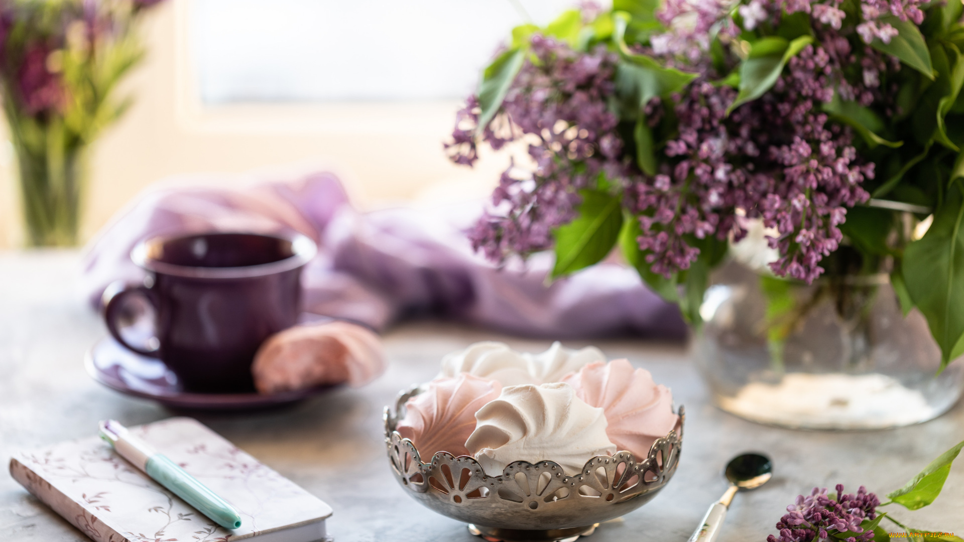 еда, конфеты, , шоколад, , сладости, цветы, чашка, ваза, натюрморт, зефир