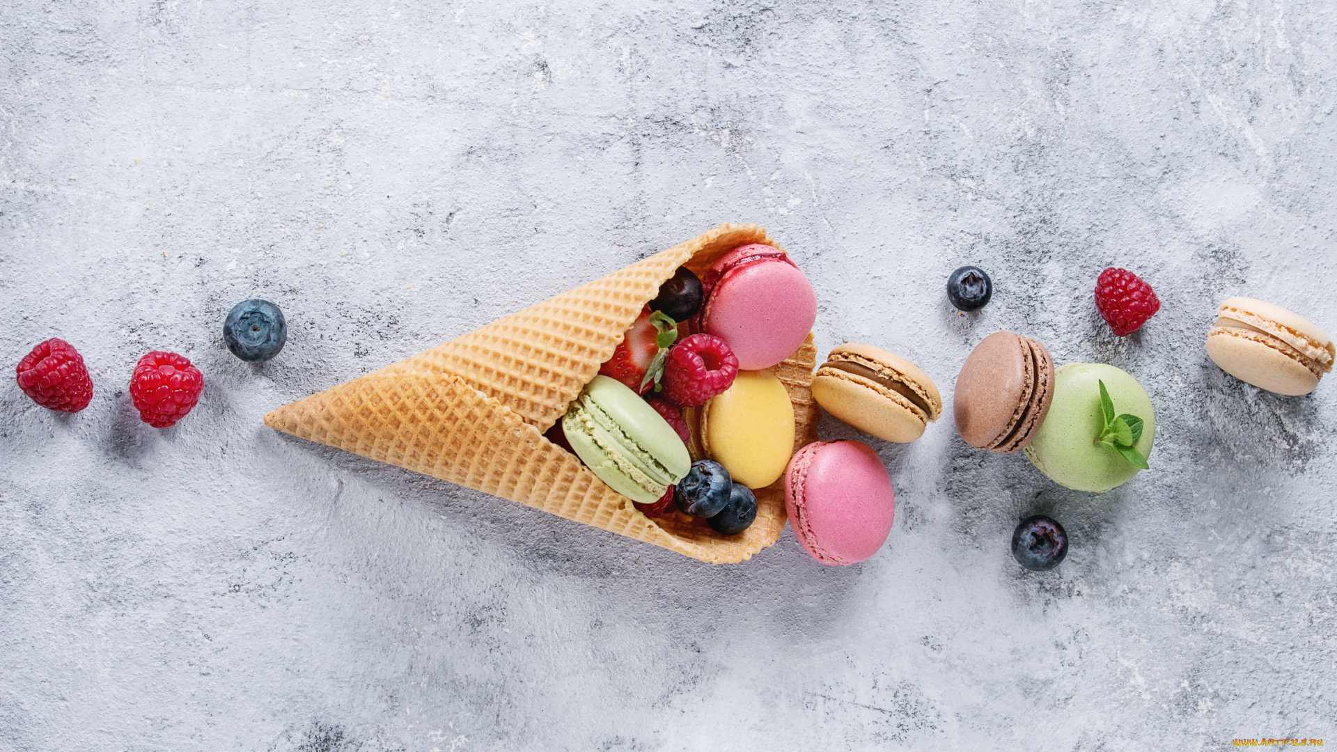 еда, макаруны, ягоды, colorful, flowers, fruit, berries, macaroons, macaron