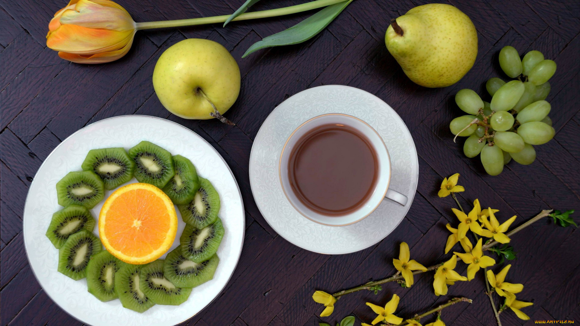 еда, разное, киви, виноград, груша