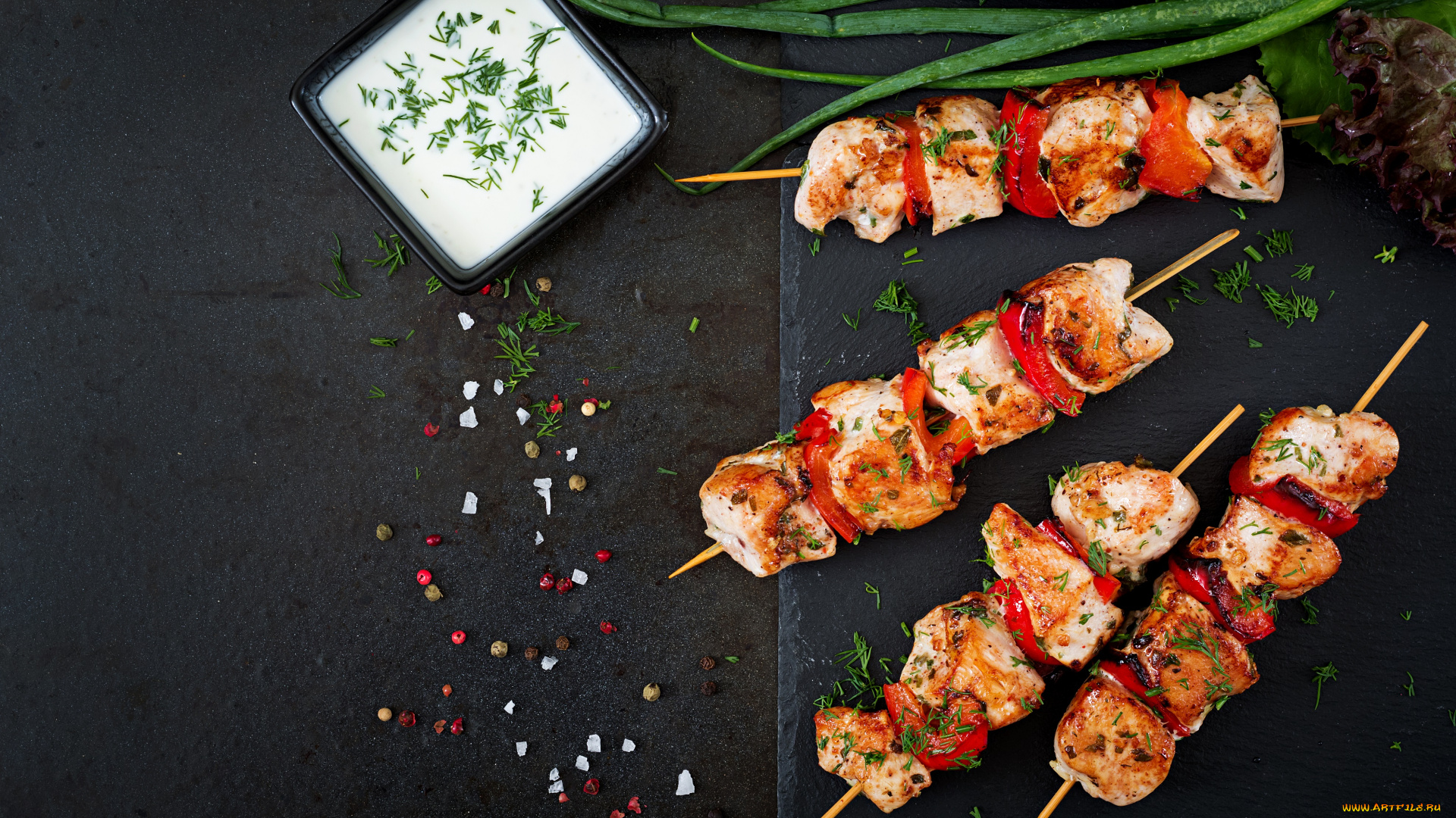 еда, шашлык, , барбекю, мясо, соус, зелень