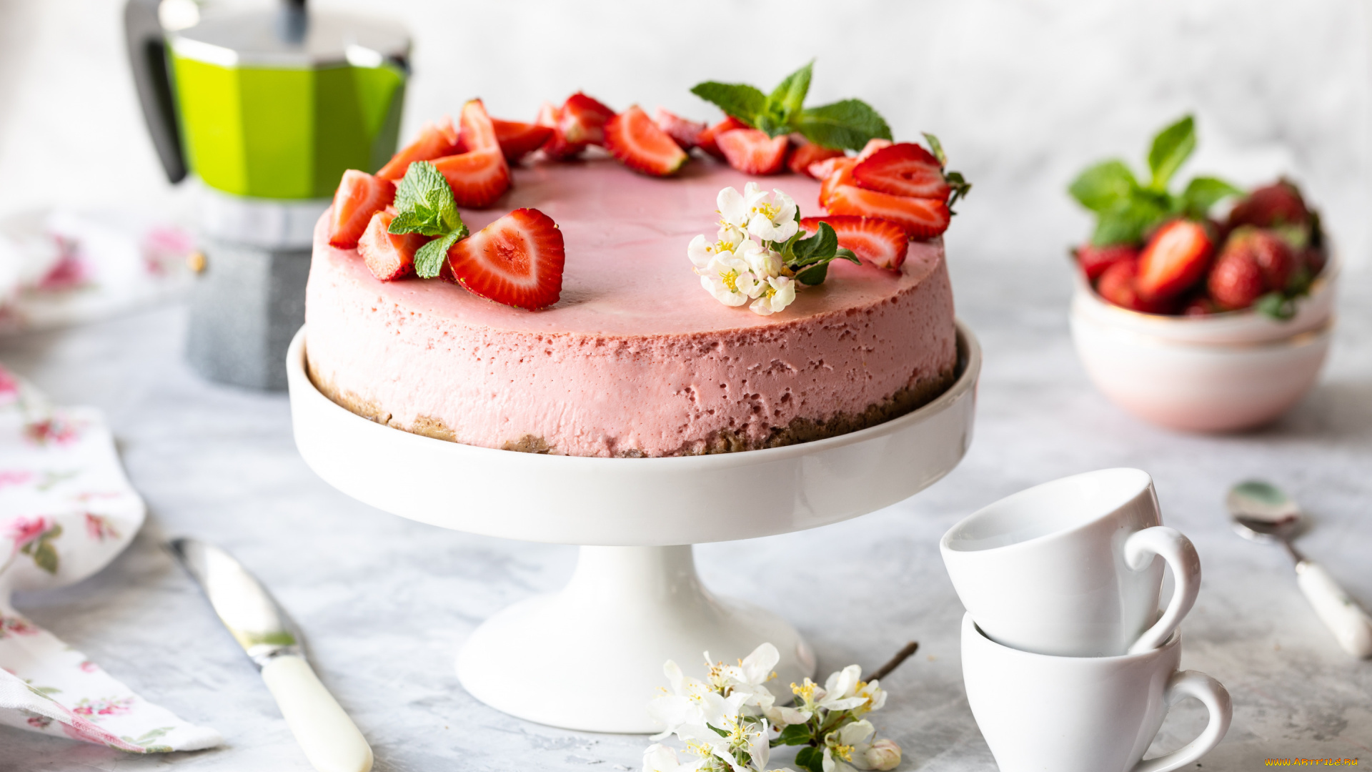 еда, торты, клубника, торт, десерт, чизкейк