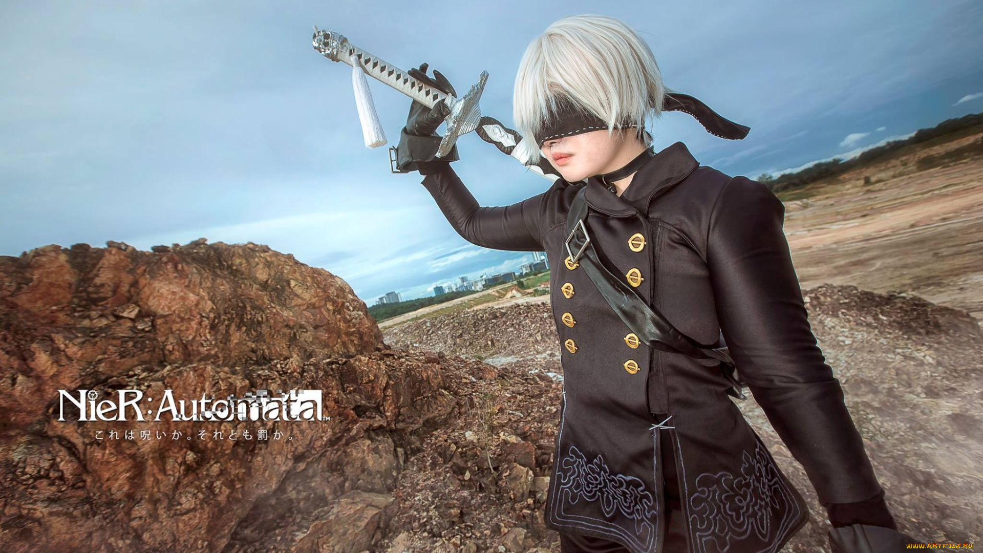 разное, маски, , карнавальные, костюмы, 9s, андроид, мальчик, оружие, скала