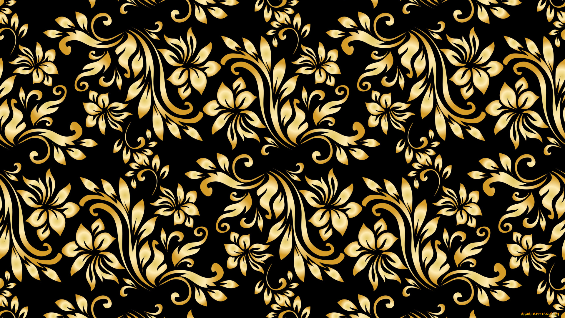 разное, текстуры, цветы, фон, узор, черный, золотой