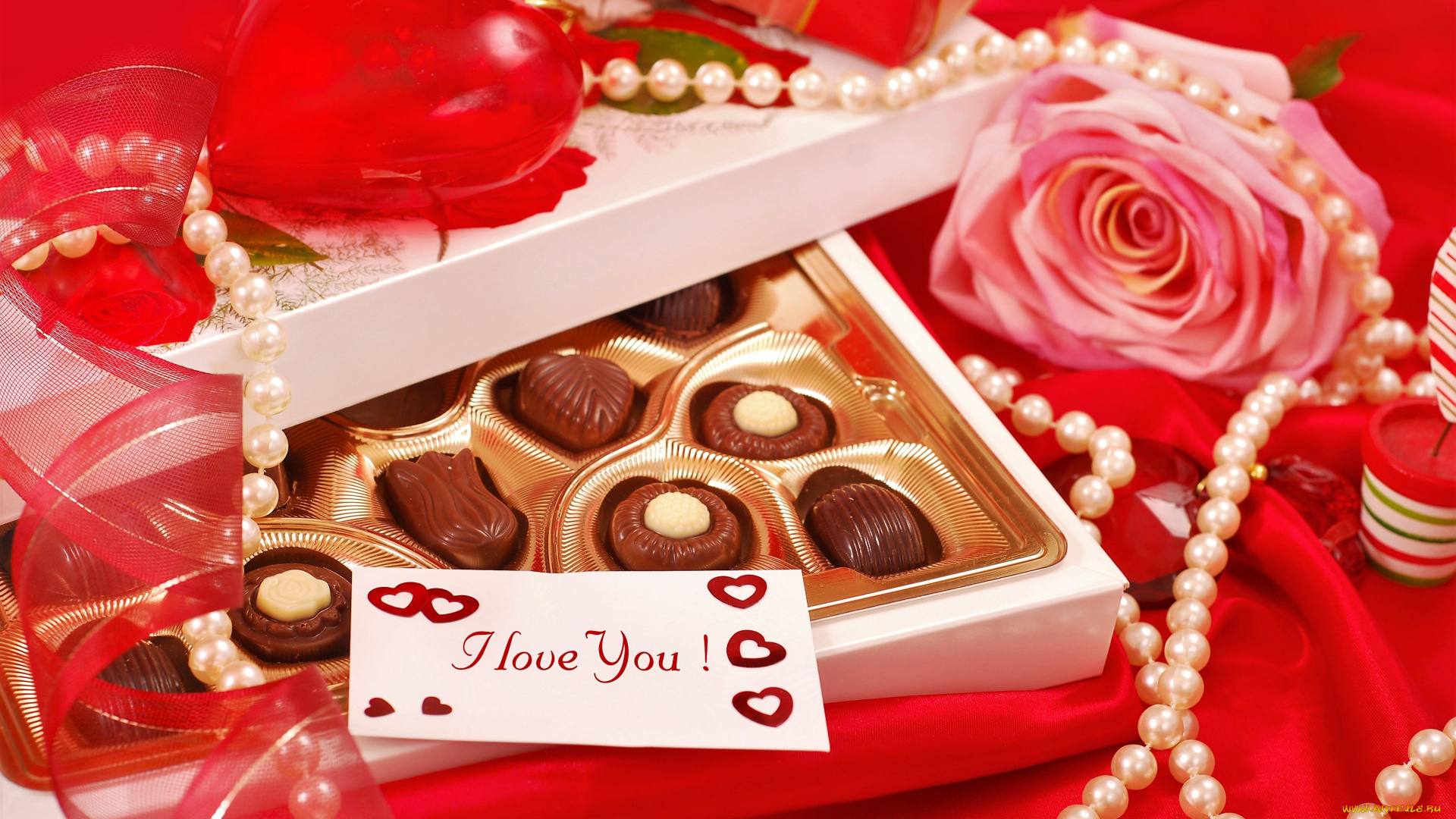 еда, конфеты, , шоколад, , мармелад, , сладости, сердечно, коробка, бусы, лента, роза
