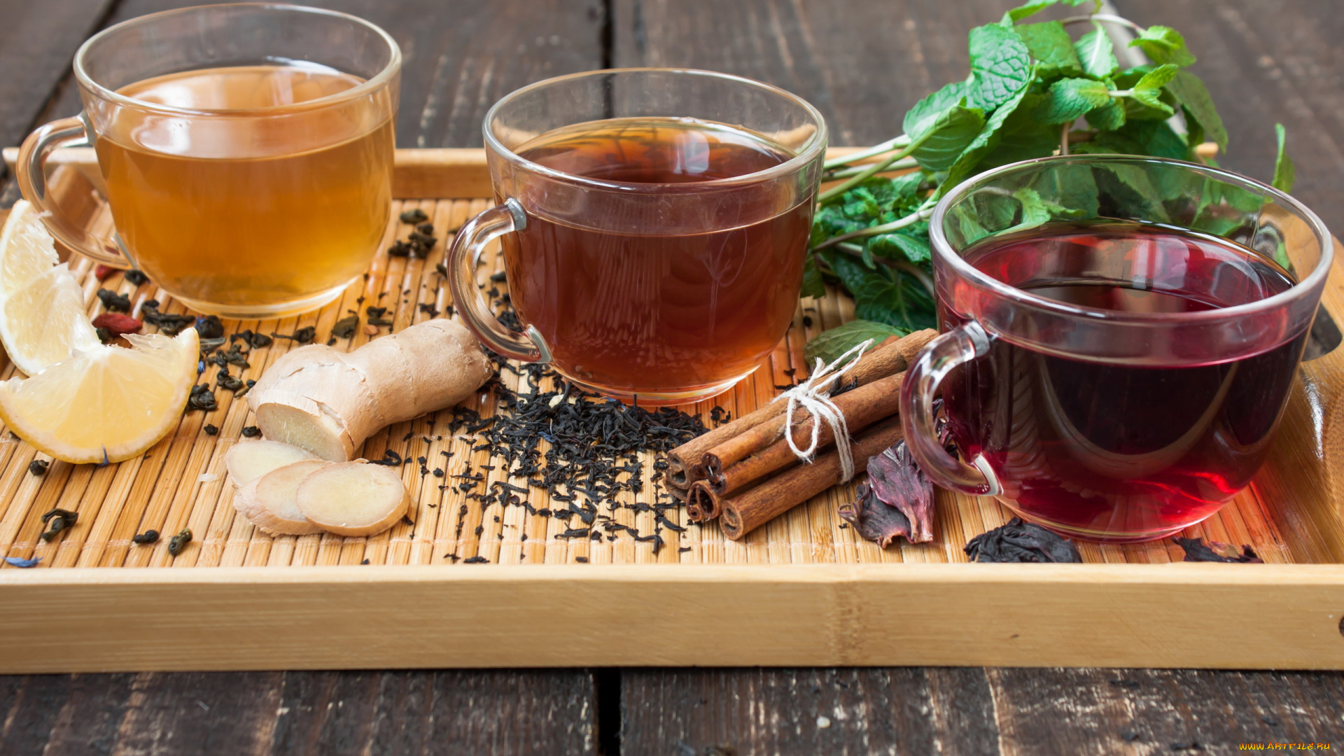еда, напитки, , чай, лимон, имбирь, чай, ассорти, мята, корица