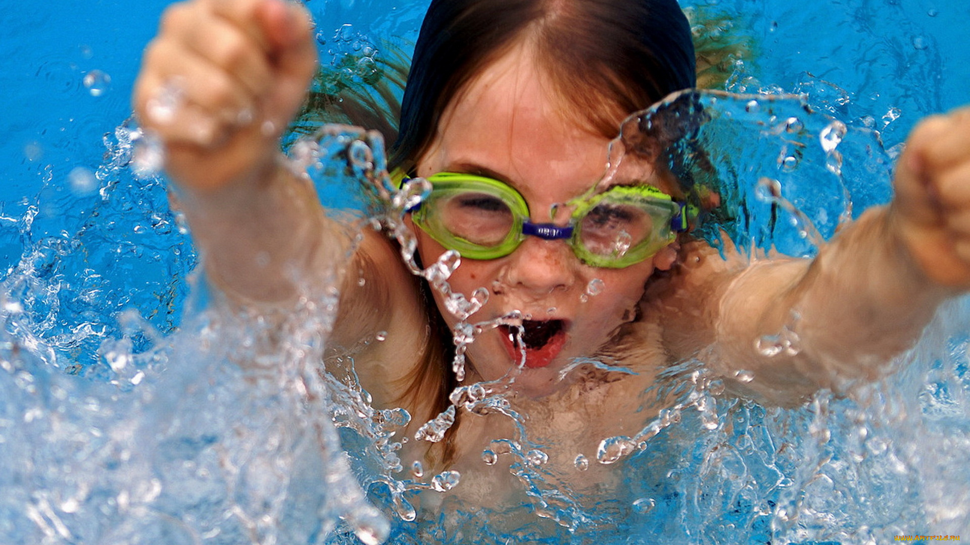 разное, люди, девочка, очки, брызги, бассейн, плавание