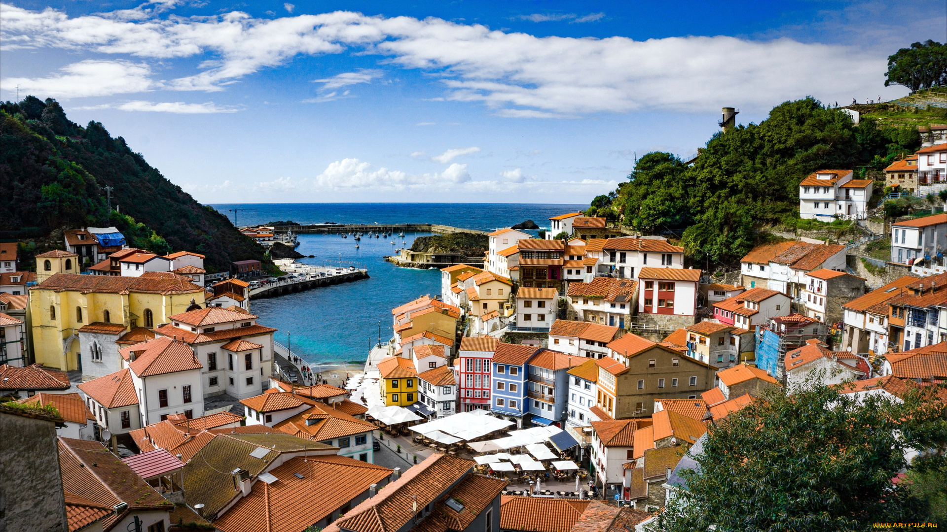 cudillero, spain, города, -, панорамы