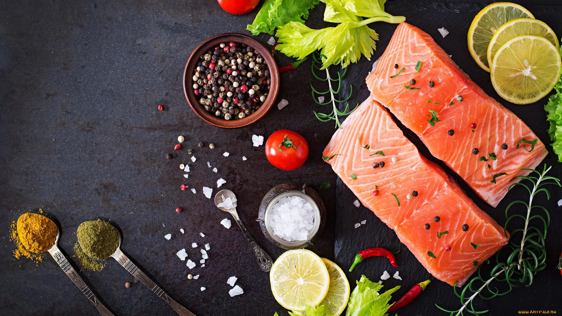 еда, рыба, , морепродукты, , суши, , роллы, лимон, перец, форель, специи