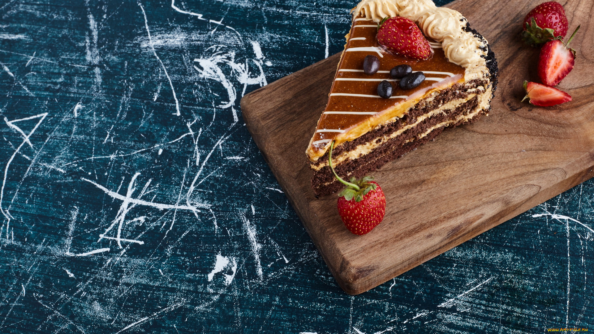 еда, торты, шоколадный, торт, клубника, крем