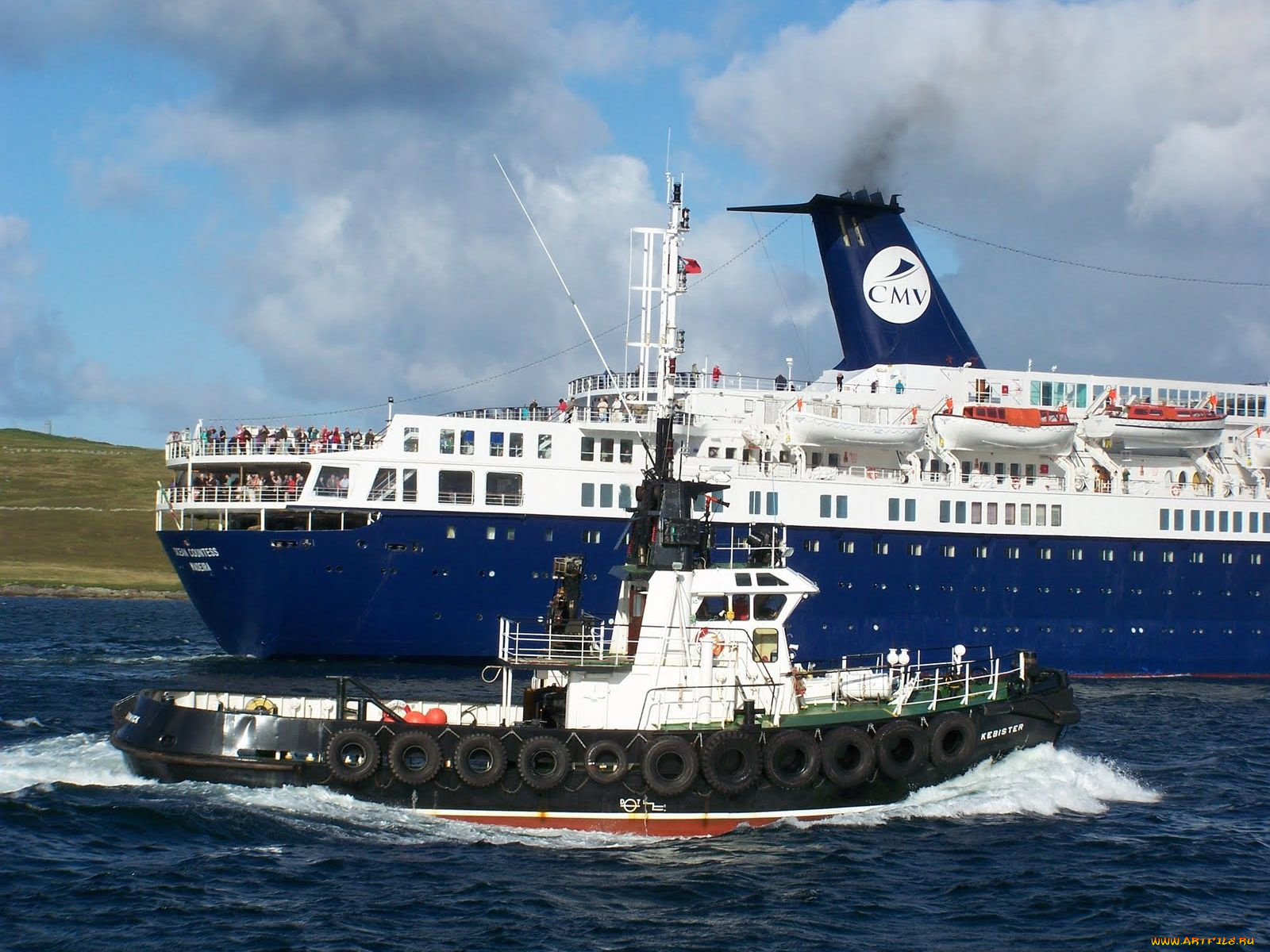 корабли, разные, вместе, буксир, паром